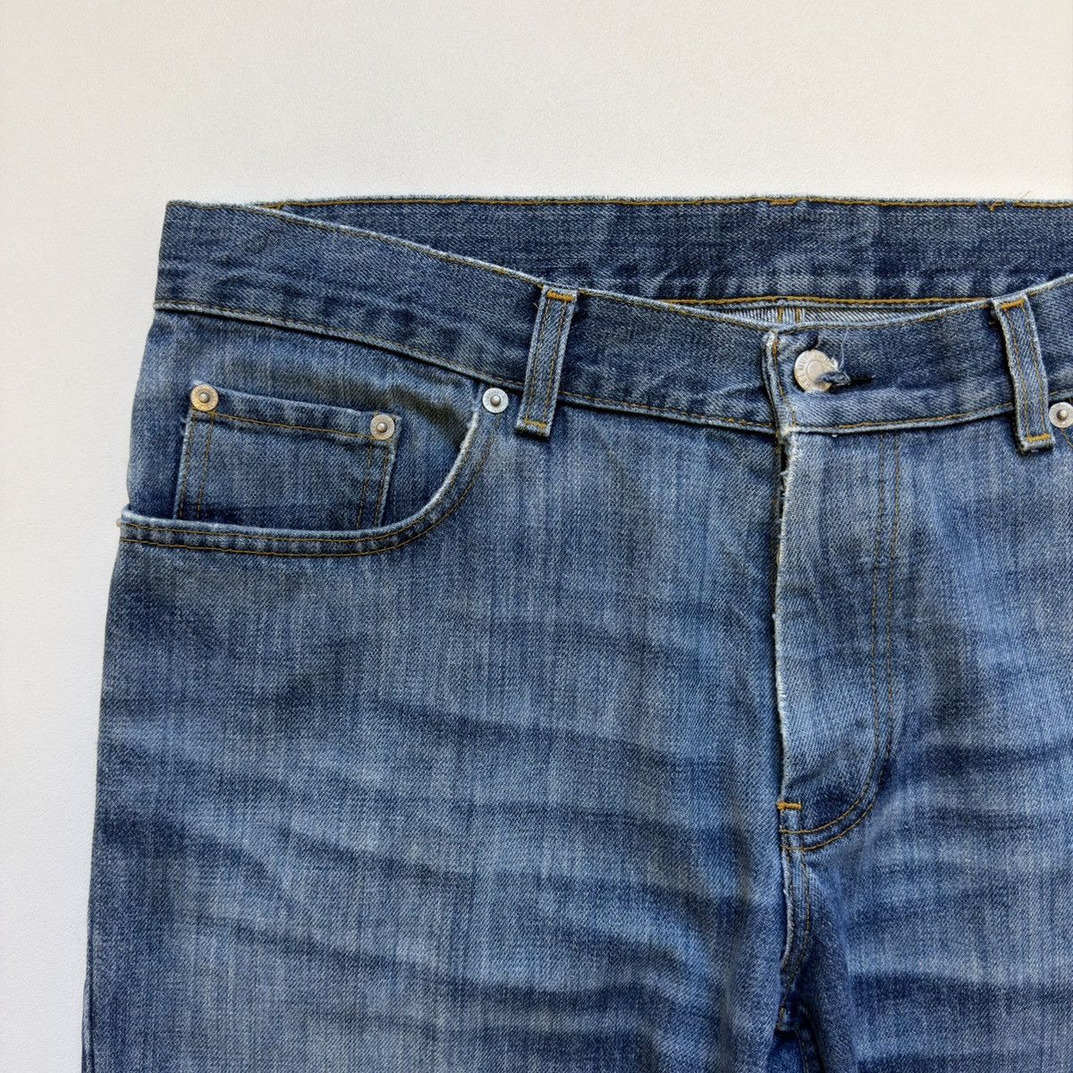 Helmut Lang OG ‘Thrashed Whiskered’ Blue Denim Jeans Size US 34 / EU 50 - 3 Thumbnail
