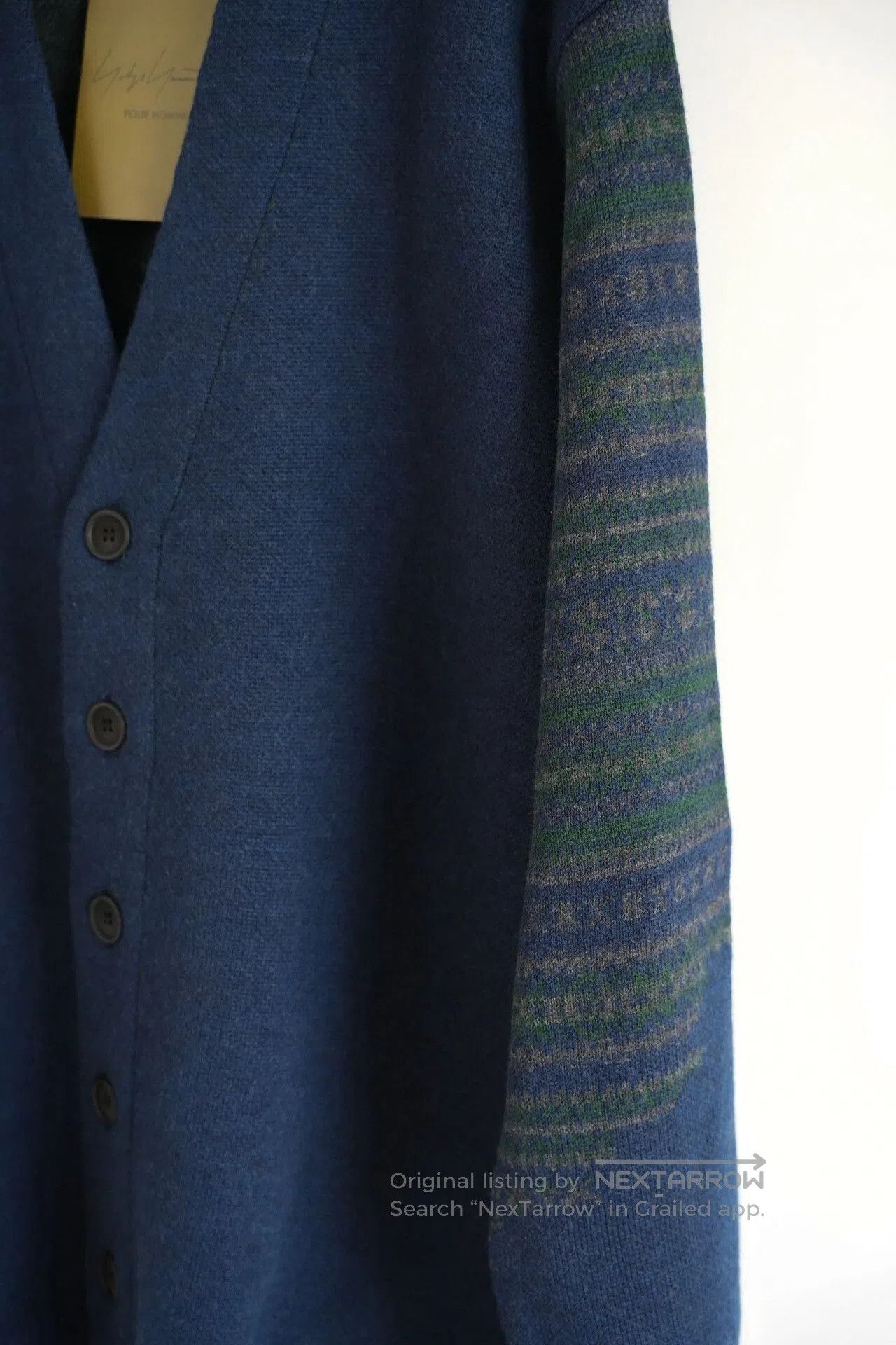 Yohji Yamamoto Yohji Yamamoto Blue Green Striped Sweater Cardigan. Size US L / EU 52-54 / 3 - 4 Thumbnail