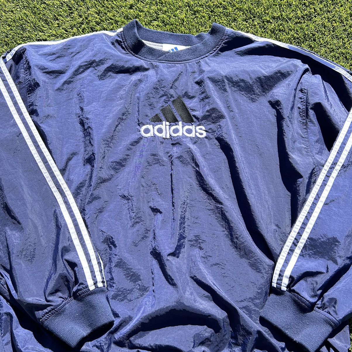 Adidas Vintage 90s Adidas Blue Stripped Windbreaker Size US XL / EU 56 / 4 - 4 Thumbnail
