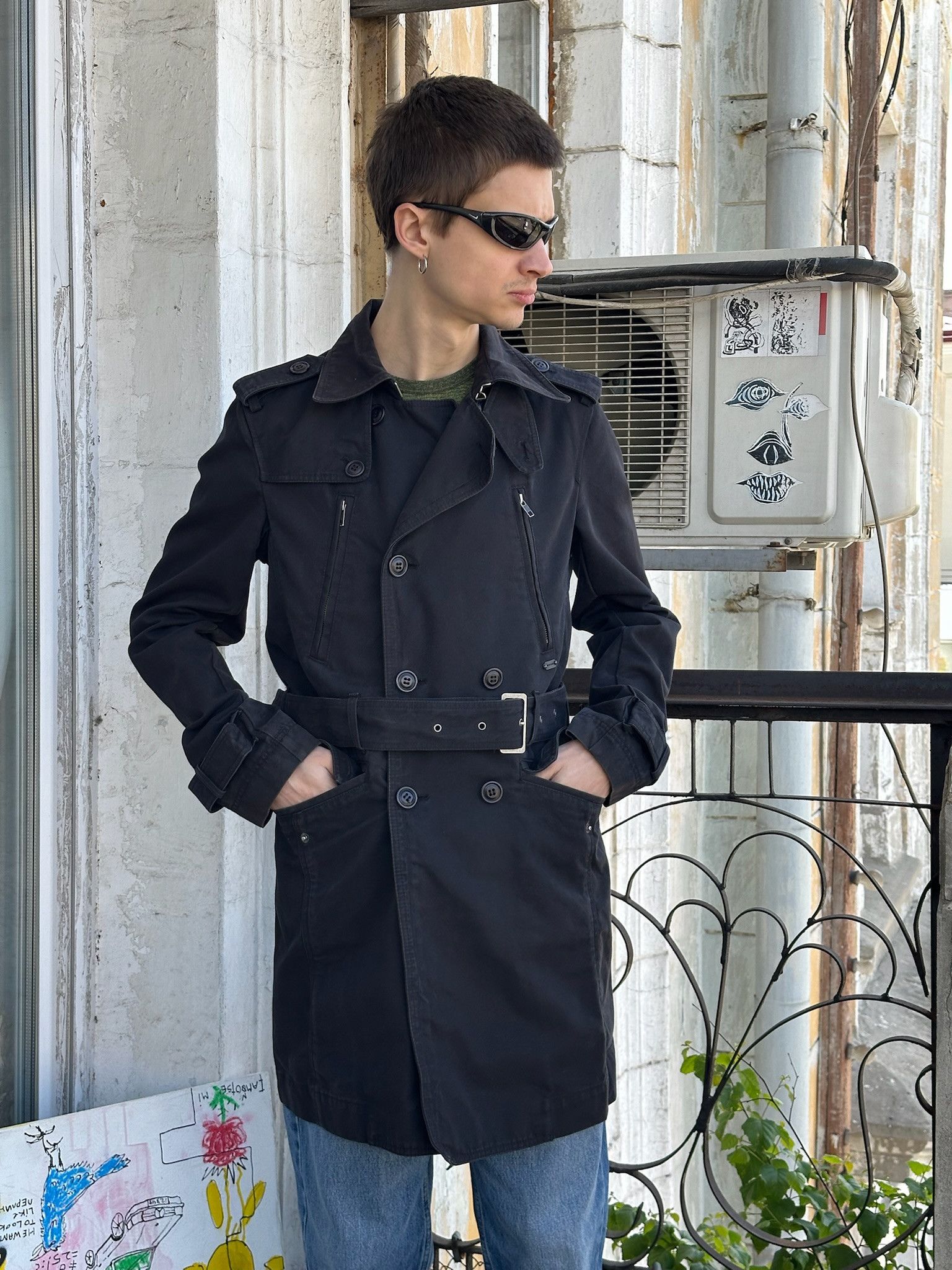 Diesel Diesel Black Belted Trench Coat Size US M / EU 48-50 / 2 - 3 Thumbnail