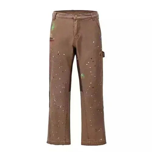 Jean Paint Splattered Detail Patchwork Cargo Flared Pants Size US 30 / EU 46 - 4 Thumbnail
