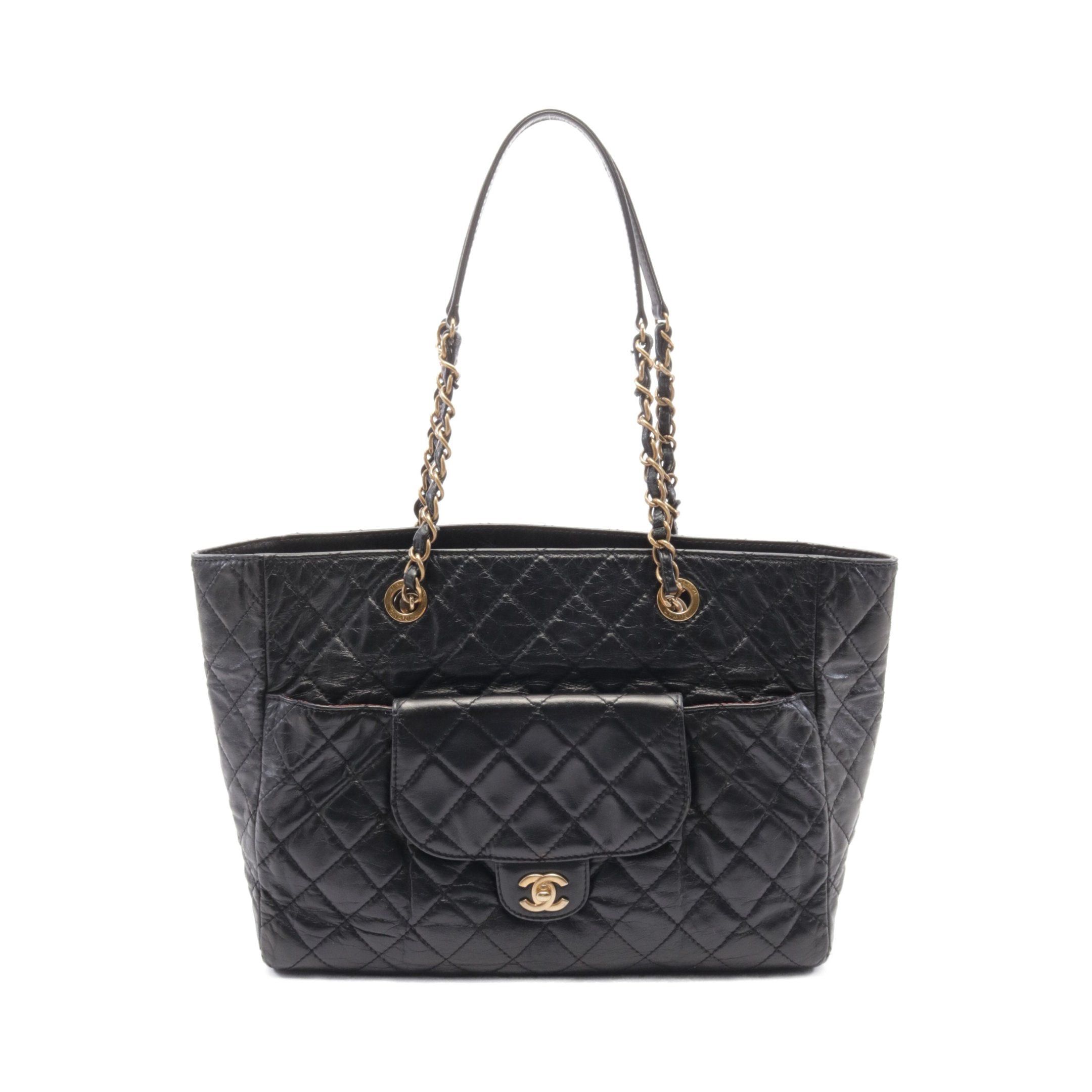 Chanel Chanel Matelasse Chain Shoulder Bag Tote Leather Black Gold Hardware Size ONE SIZE - 1 Thumbnail
