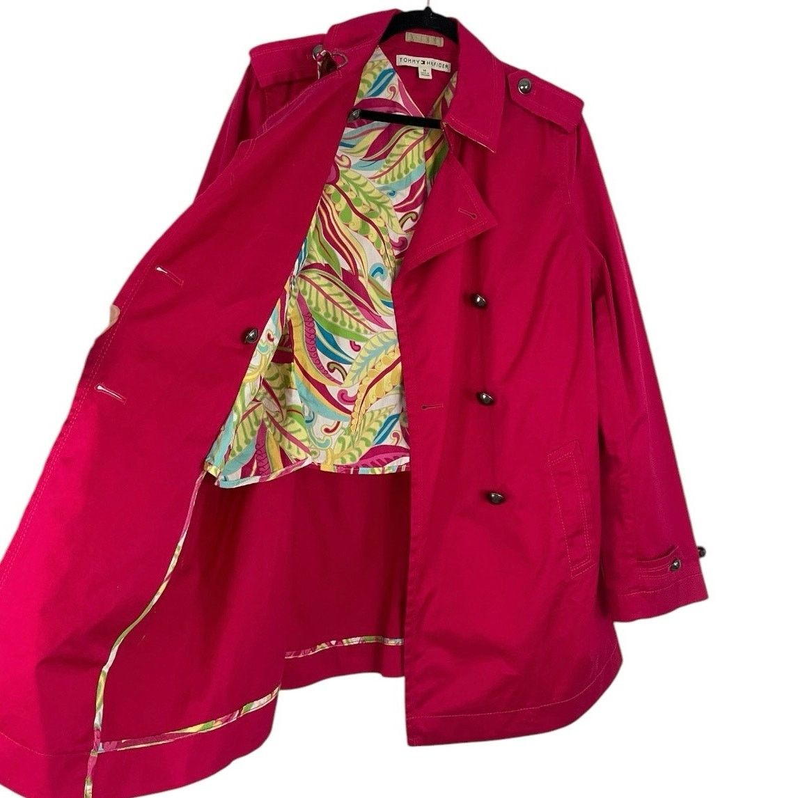 Tommy Hilfiger Tommy Hilfiger Vibrant Pink Button Down Collared Coat Size M / US 6-8 / IT 42-44 - 10 Thumbnail