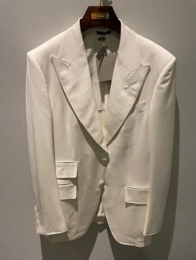 image of Tom Ford O1W1Db10124 Atticus Silk Blazer In White, Men's (Size Small)