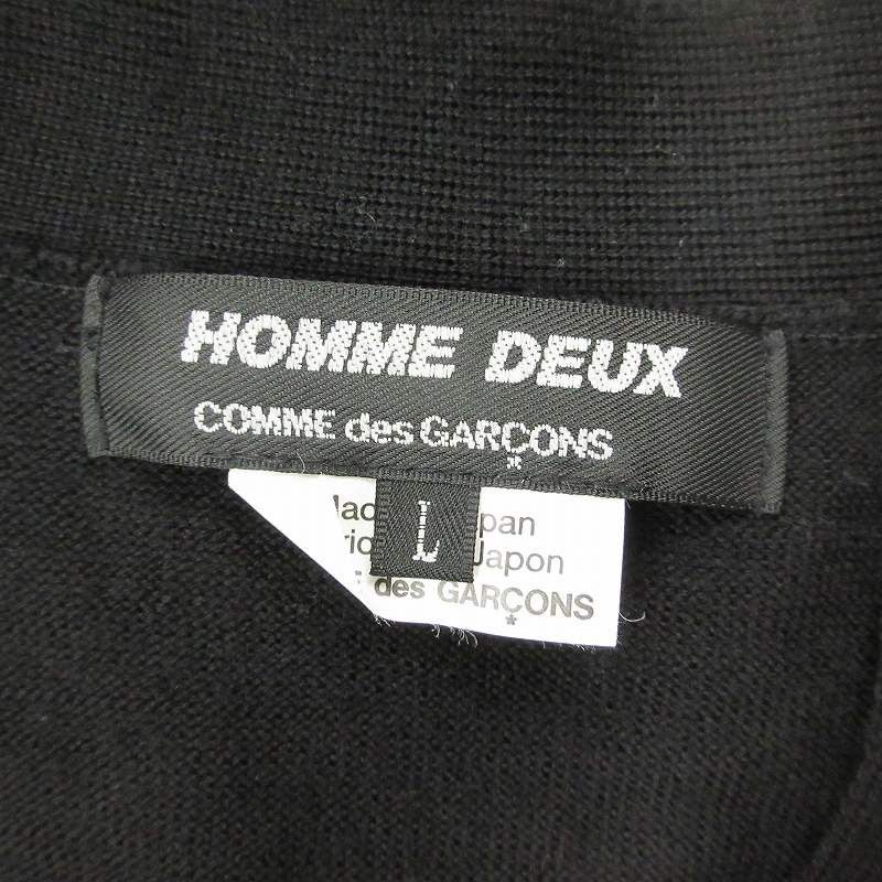 Comme des Garcons Homme Deux Sweater knit cardigan long sleeve V-neck wool Black Size US L / EU 52-54 / 3 - 6 Thumbnail