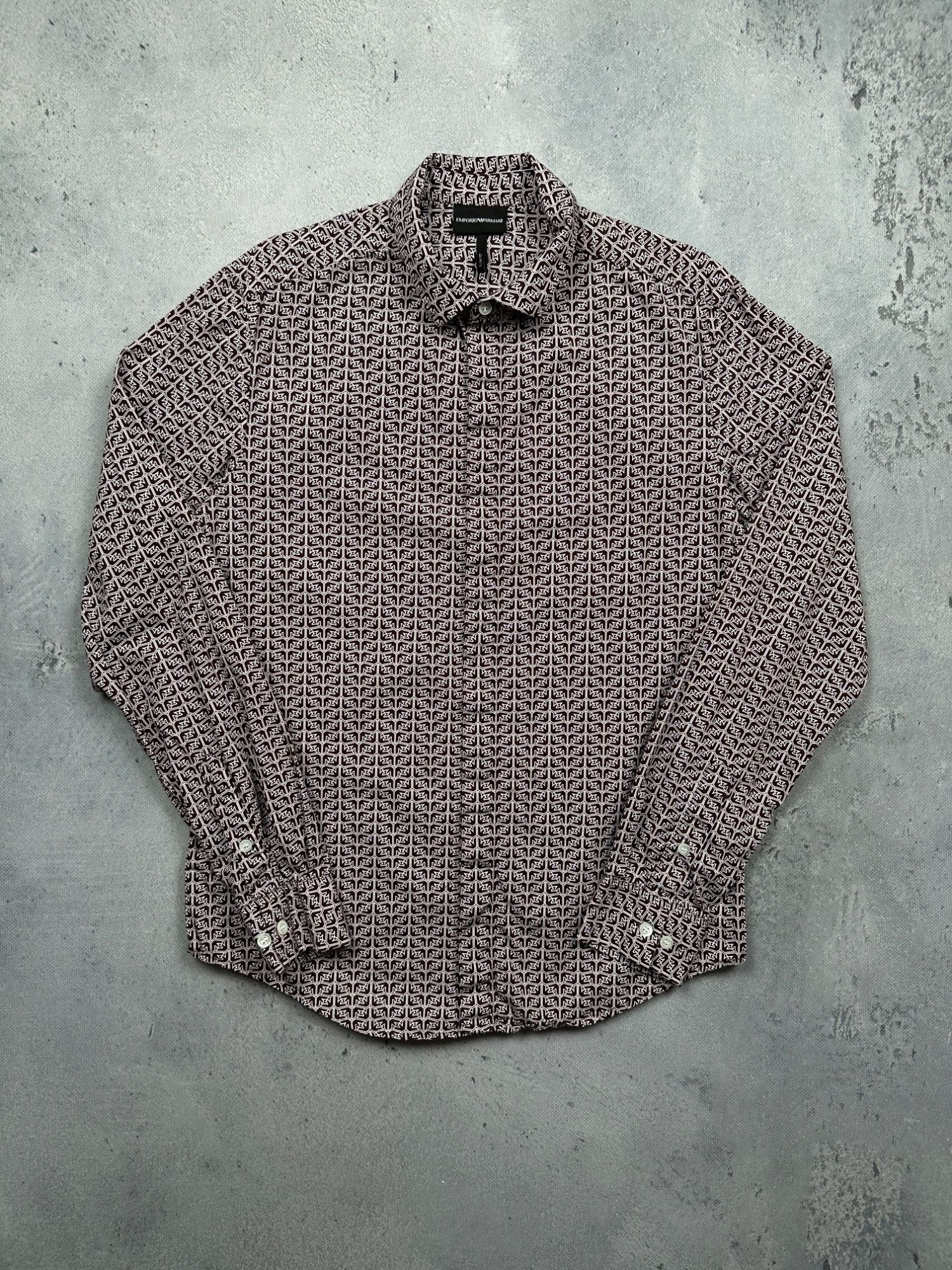 Emporio Armani Slim Fit Button-Up Luxury Monogram Shirt