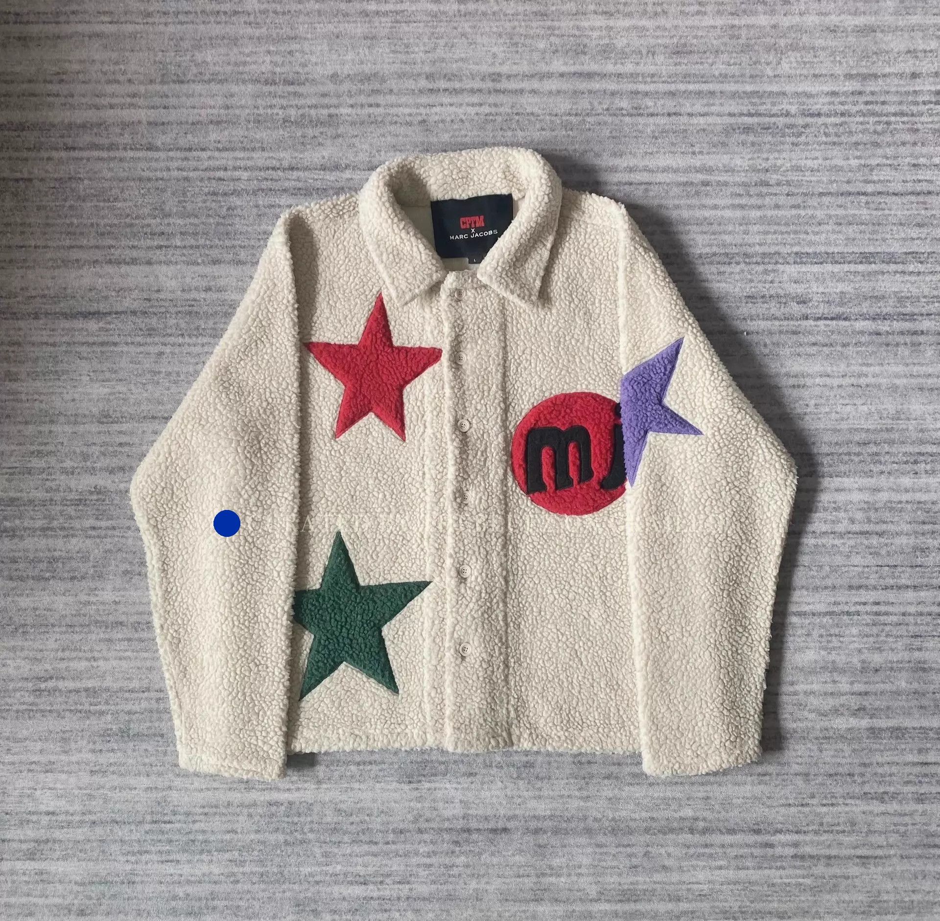 Marc Jacobs Star Embroidered Fleece Jacket in Beige Size US L / EU 52-54 / 3 - 1 Thumbnail