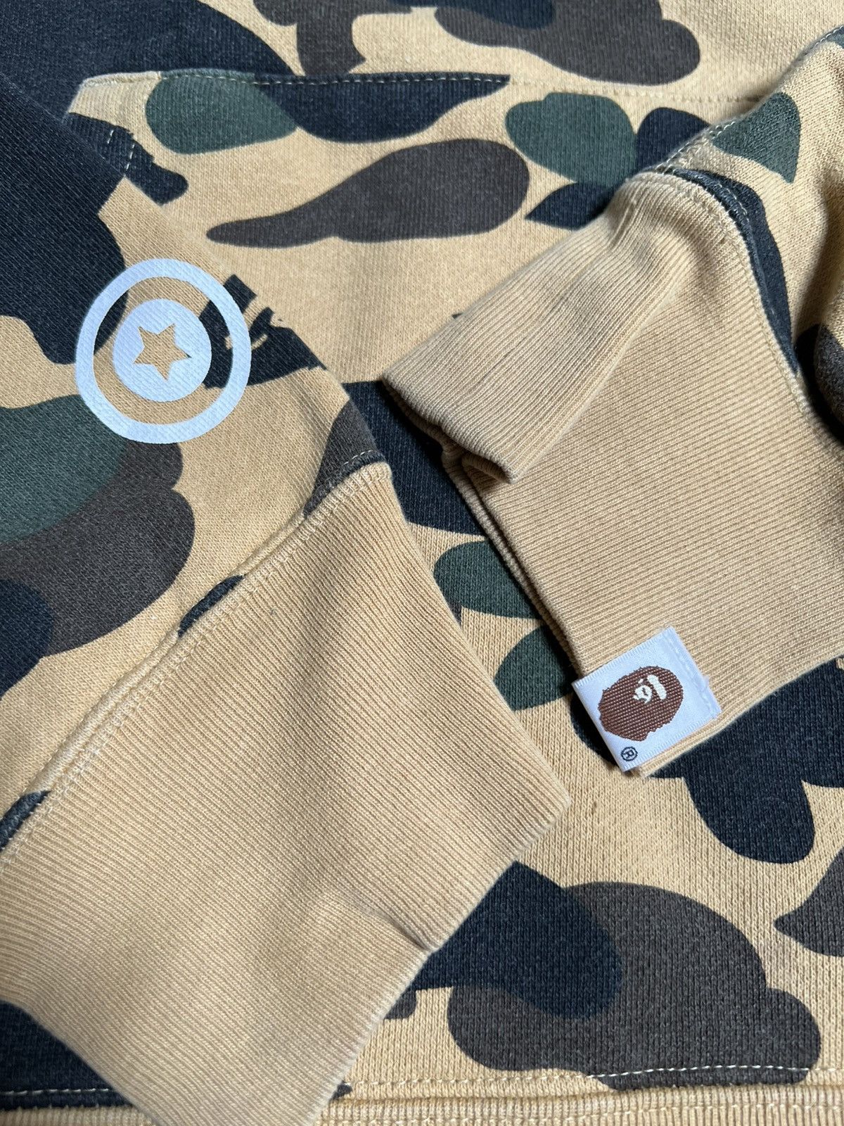 Bape A Bathing Ape Yellow Camo 1st Camo Half Zip Shark Hoodie Size US L / EU 52-54 / 3 - 8 Thumbnail