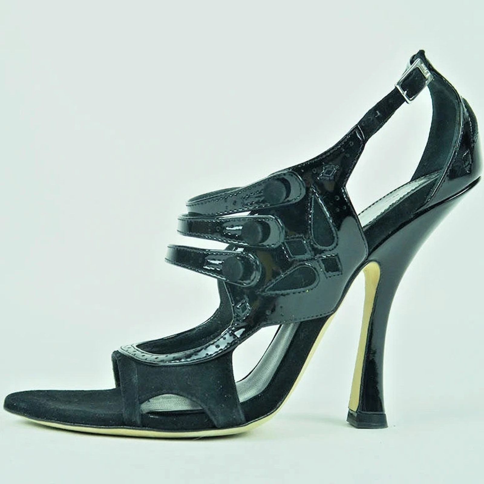Dior DIOR BLACK PATENT LEATHER SUEDE STRAPY HEEL PUMPS SANDALS 41 Size US 11 / IT 41 - 8 Thumbnail
