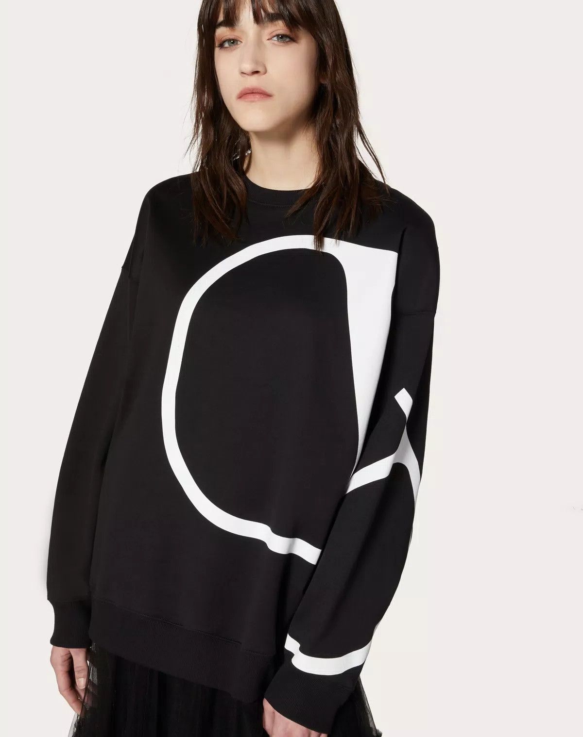 Valentino o1s1wg110426 Cotton Sweatshirt in Nero/White Size XXS / US 00 / IT 34 - 5 Thumbnail