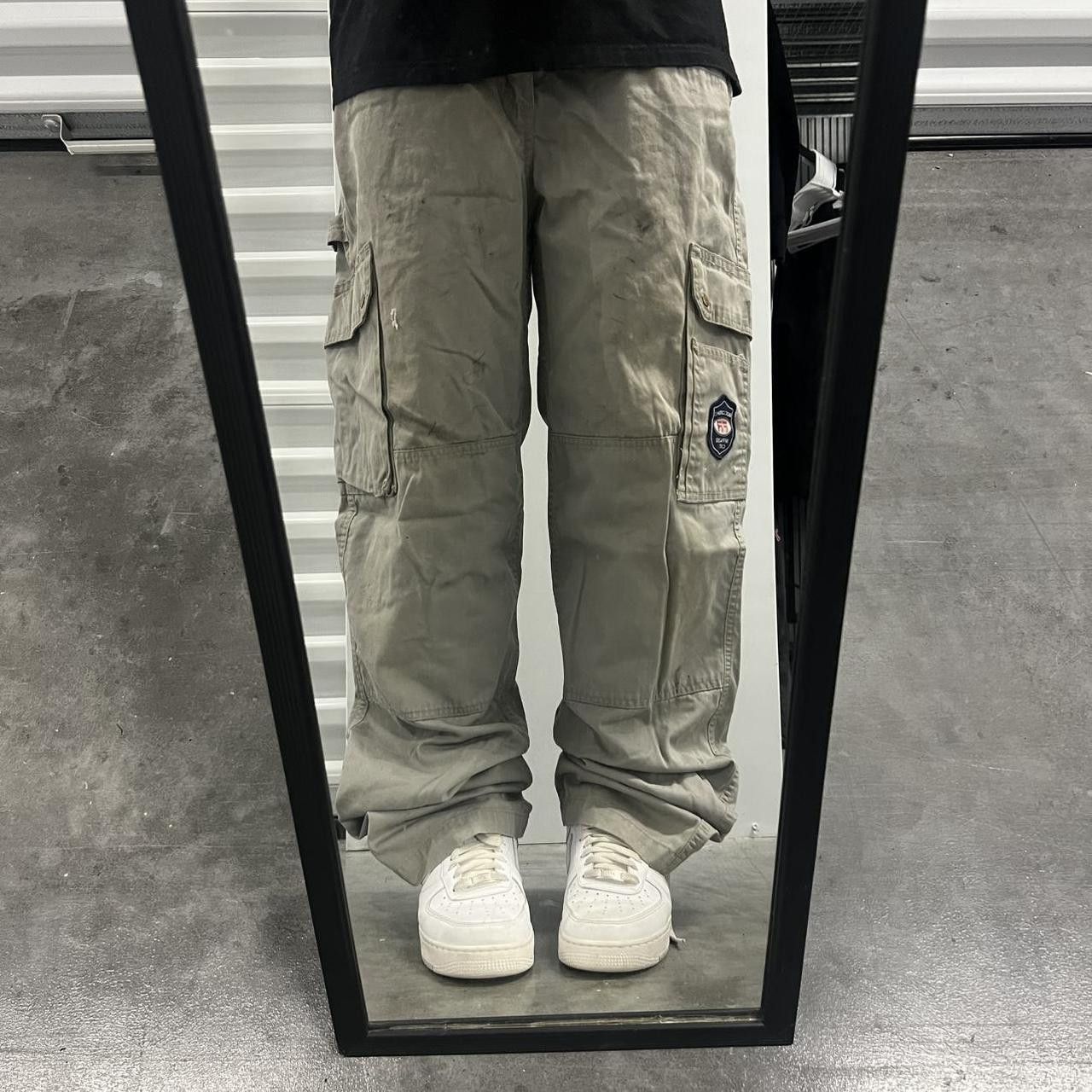 Vintage Vintage Y2K/2000s Super Baggy JNCO Style Distressed Skater Khaki Cargo Pants! Size US 36 / EU 52 - 1 Thumbnail