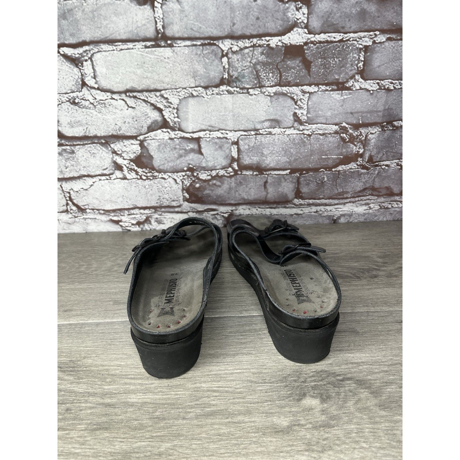Mephisto Mephisto Black Patent Leather Buckle Wedge Sandals Women’s S Size US 7.5 / IT 37.5 - 5 Thumbnail