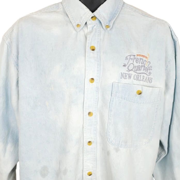 Vintage VINTAGE All Sport Denim Shirt Mens Large Blue 90s New Orleans Travel Shirt Mens Size Large Blue 90s NOLA Bourbon Street Denim Shirt Mens Size US L / EU 52-54 / 3 - 2 Thumbnail