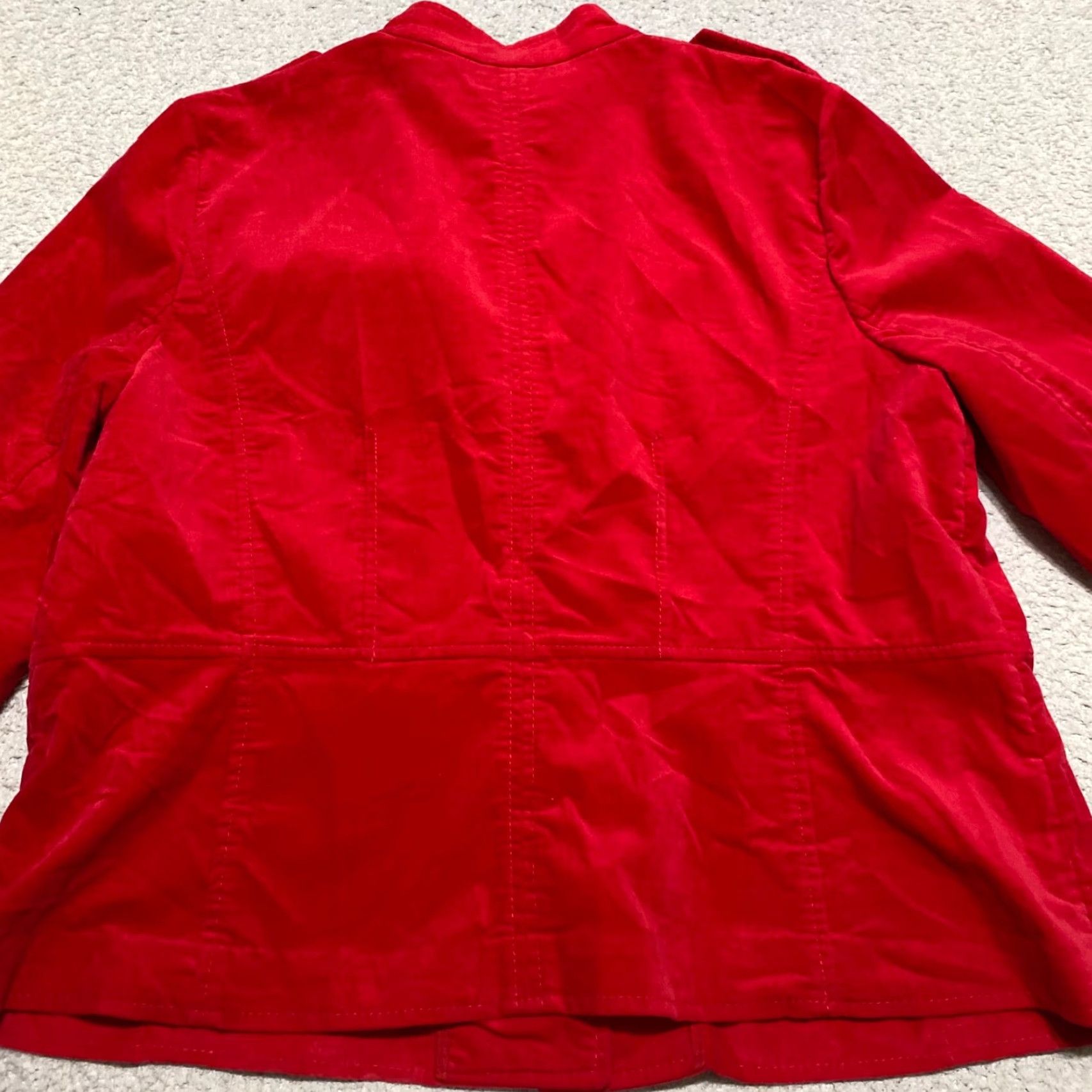 Talbots Talbots Womens Jacket Red Velvet Long Sleeve Pockets Button Up 16 Size XXL / US 16-18 / IT 52-54 - 2 Thumbnail