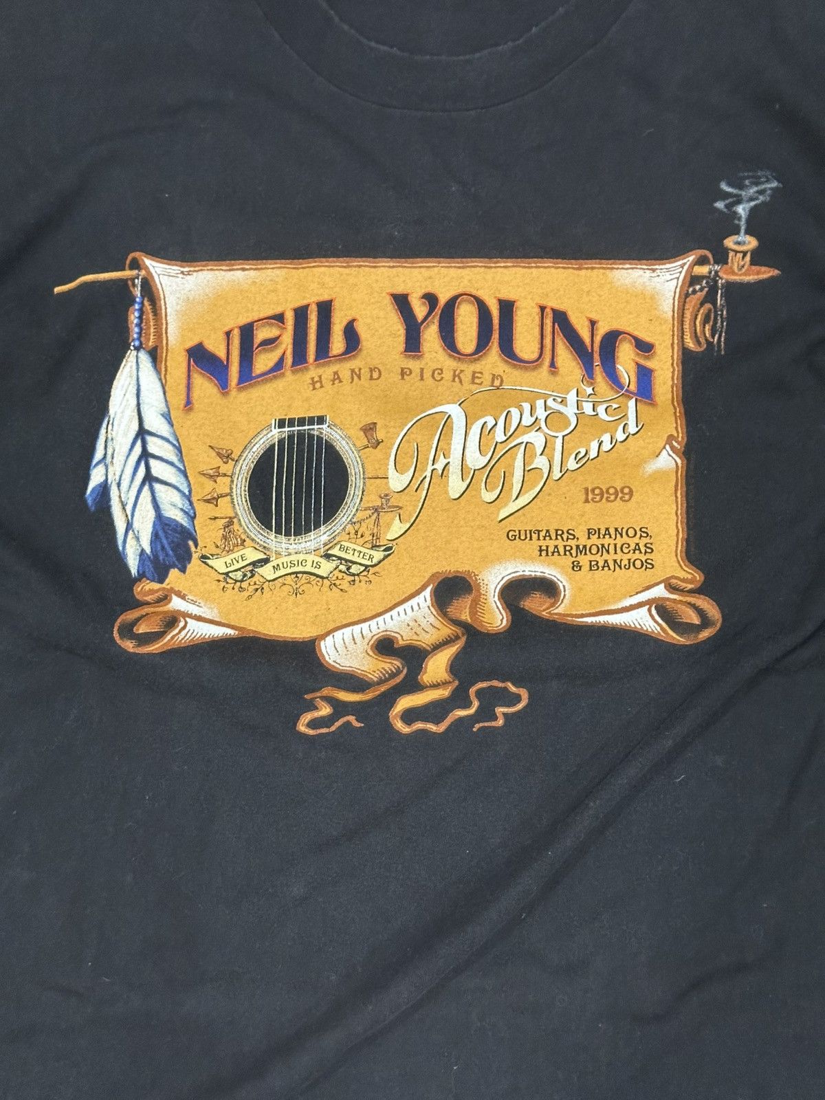 Band Tees Vintage 1999 Neil Young Acoustic Solo Tour Tee Size Large Size US L / EU 52-54 / 3 - 2 Thumbnail