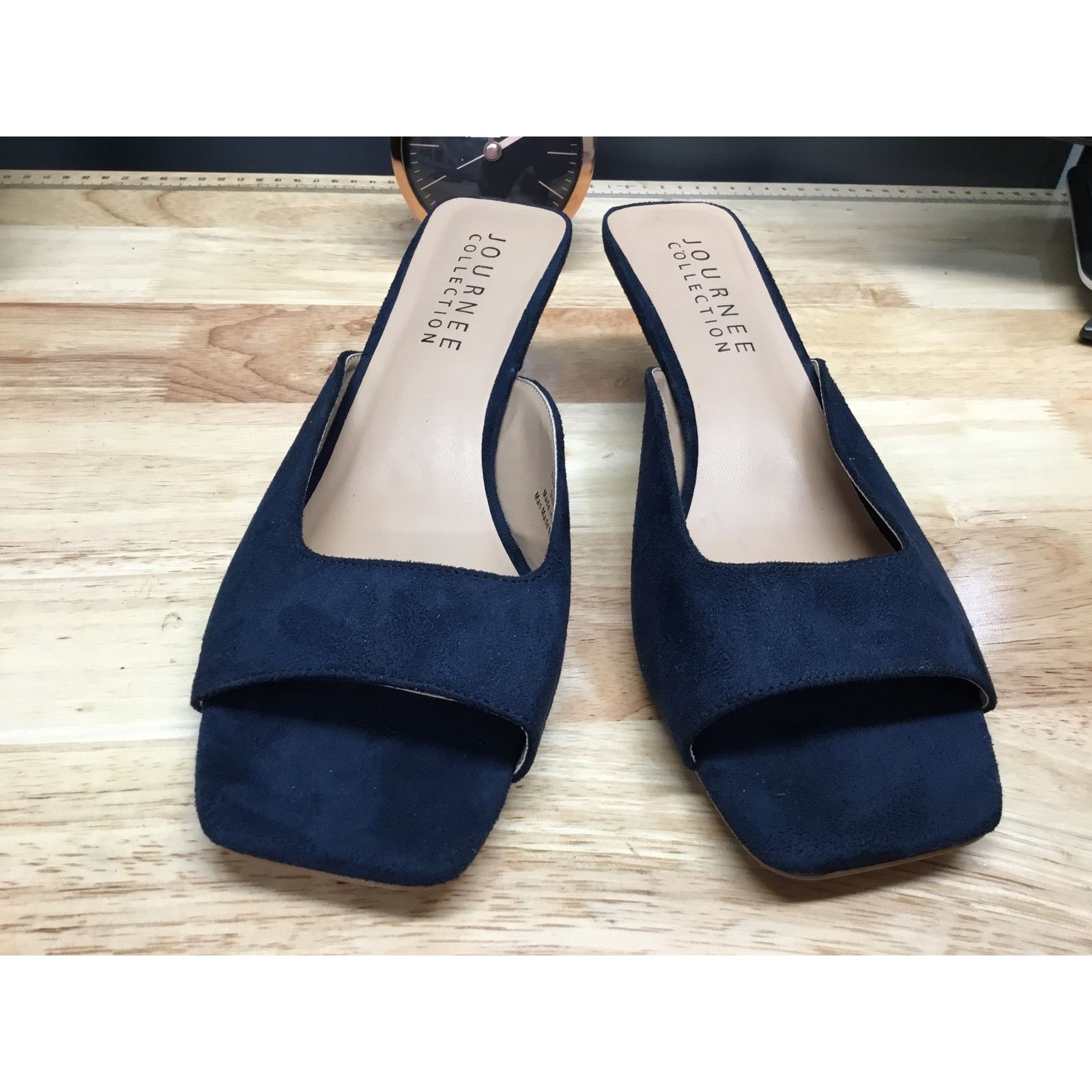 The Unbranded Brand Journee Collection Larna Women's 8.5 Blue Suede Slip-On Heel Size US 8.5 / IT 38.5 - 1 Thumbnail
