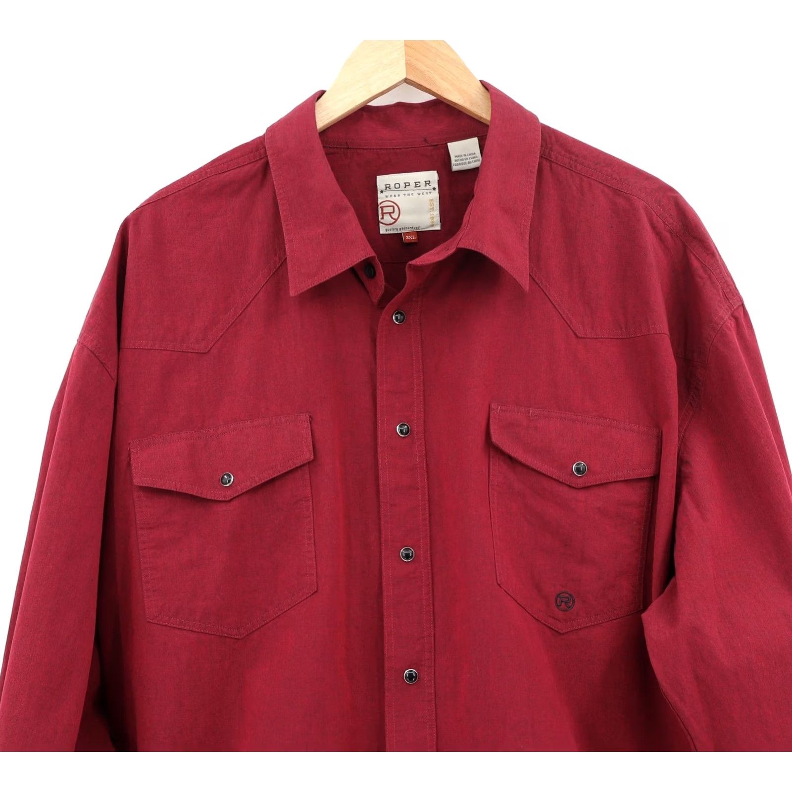Roper Roper Men's Long Sleeve Button-Up Solid Red Western Shirt Sz 3XL Size US XXL / EU 58 / 5 - 3 Thumbnail