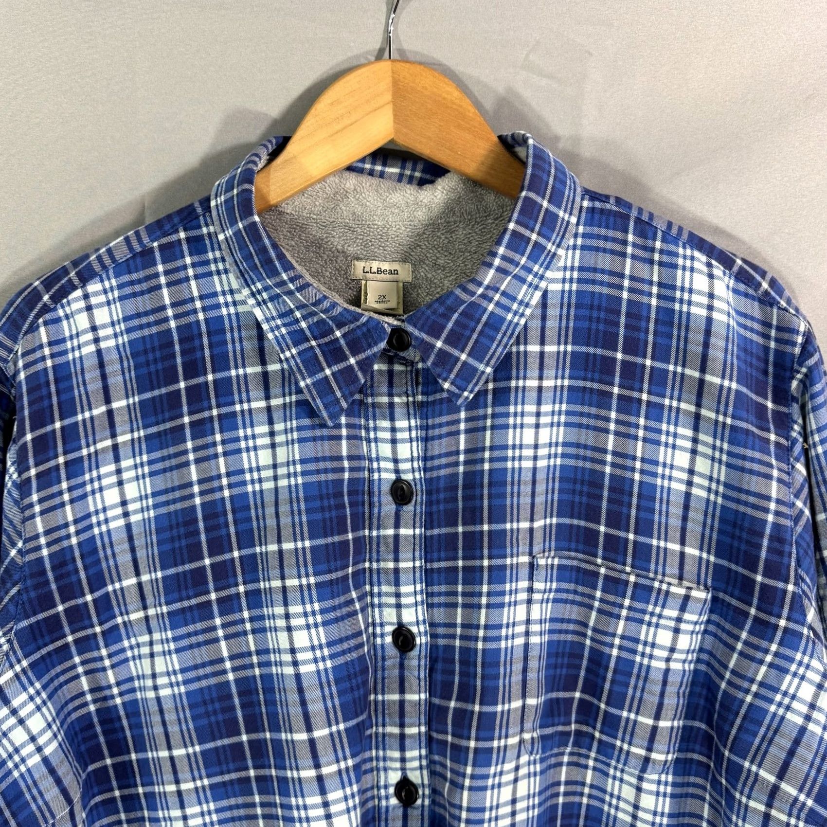 Vintage VINTAGE LL Bean Shirt Mens 2XL Blue Plaid Fleece Lined Button Down Outdoor Casual Warm Size US XXL / EU 58 / 5 - 4 Thumbnail
