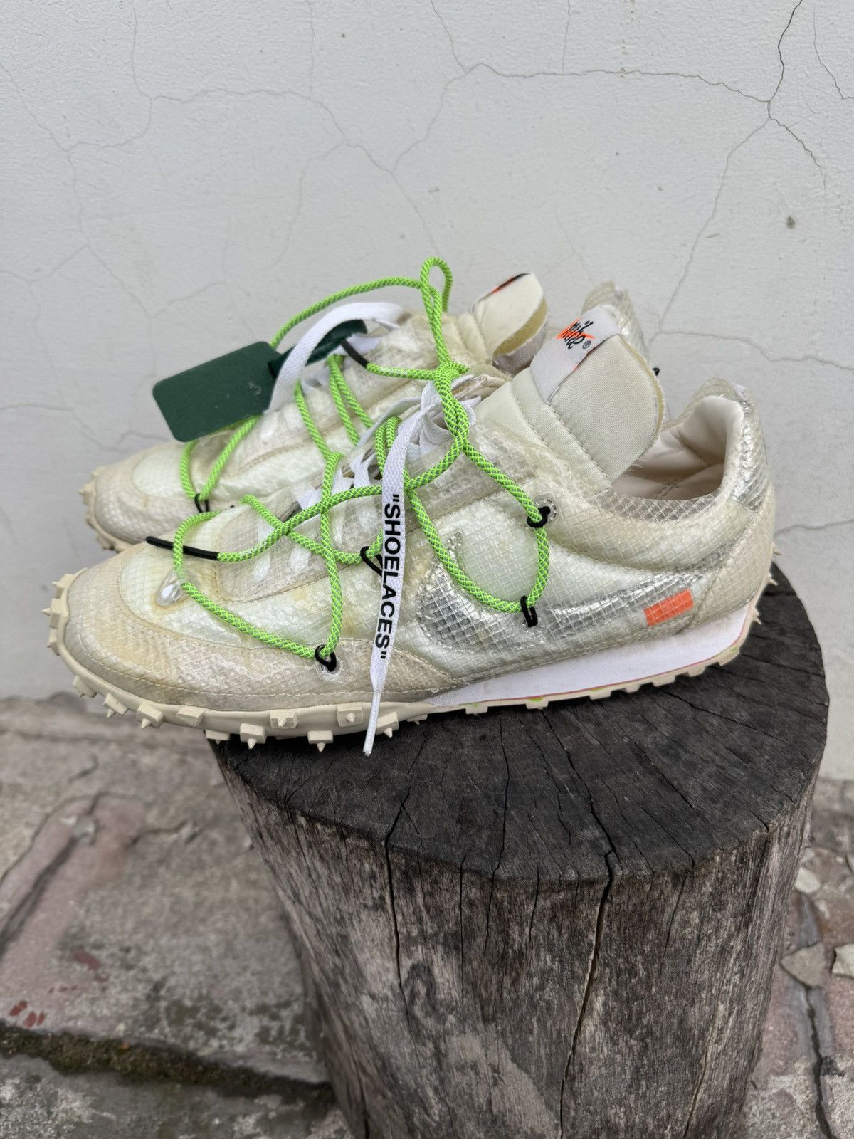 Nike × Off-White Nike Waffle Racer X Off-White White Electric Green Size US 7 / EU 40 - 7 Thumbnail
