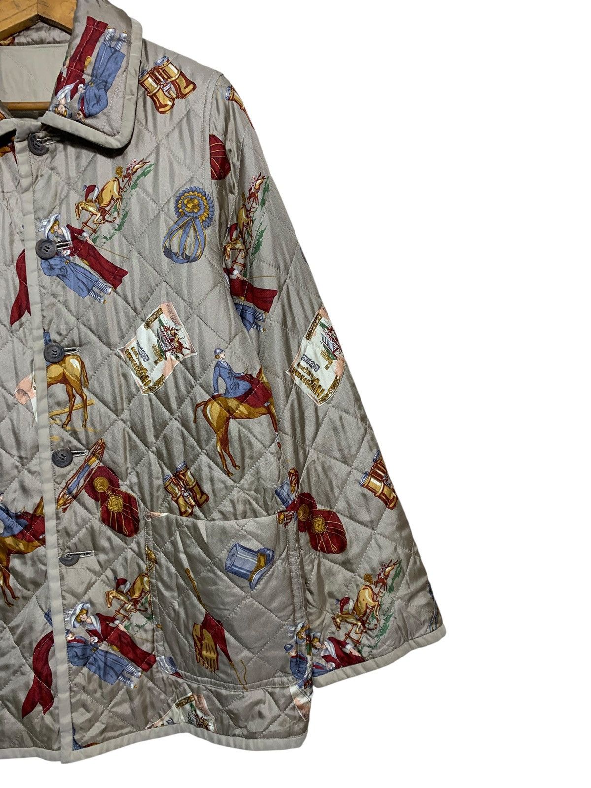 Burberry 🔥VTG BURBERRY EQUESTRIAN GRAPHIC PRINT QUILTED JACKET Size US M / EU 48-50 / 2 - 3 Thumbnail