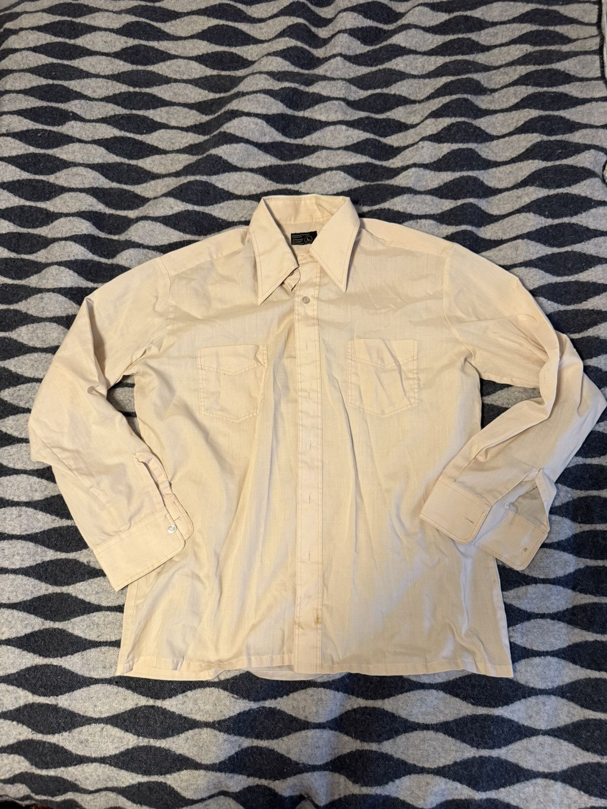 Vintage 80s J.C. Penney dagger collar khaki button up Size US L / EU 52-54 / 3 - 1 Thumbnail