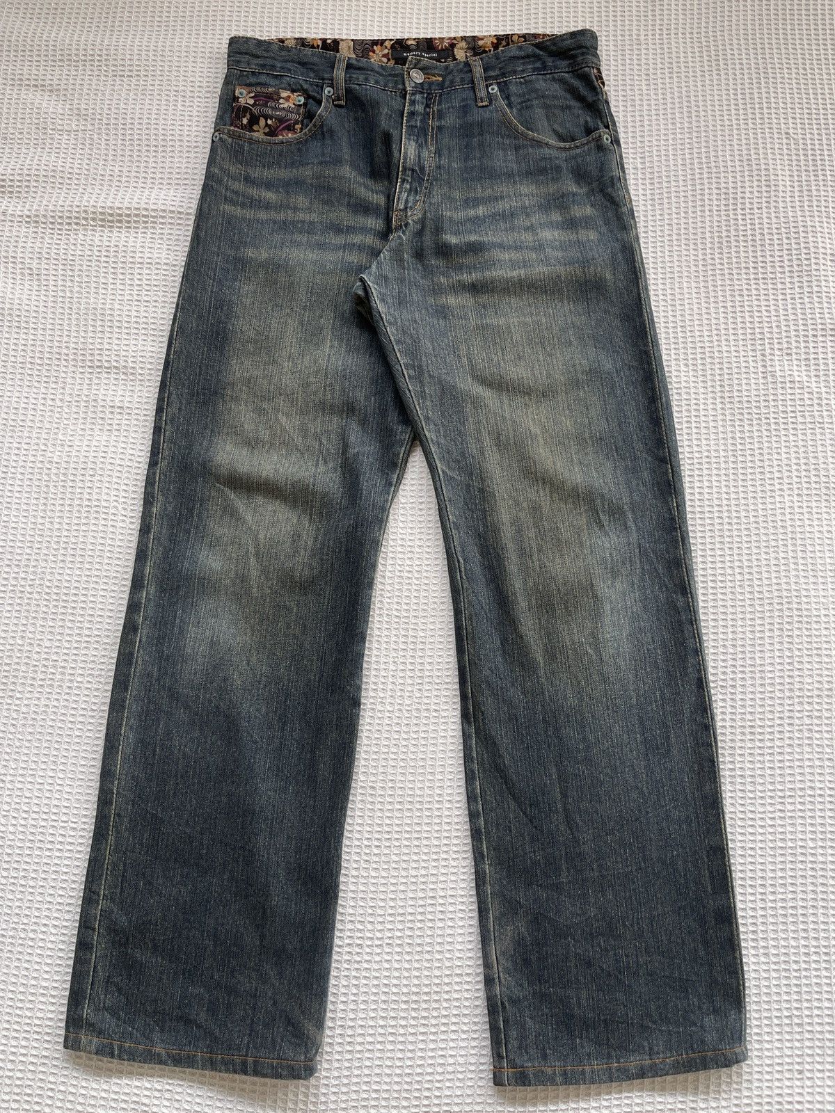 Karakuri Tamashii Rare🔥Japanese Memory Special Embroidery Sukajan Jeans Size US 34 / EU 50 - 3 Thumbnail