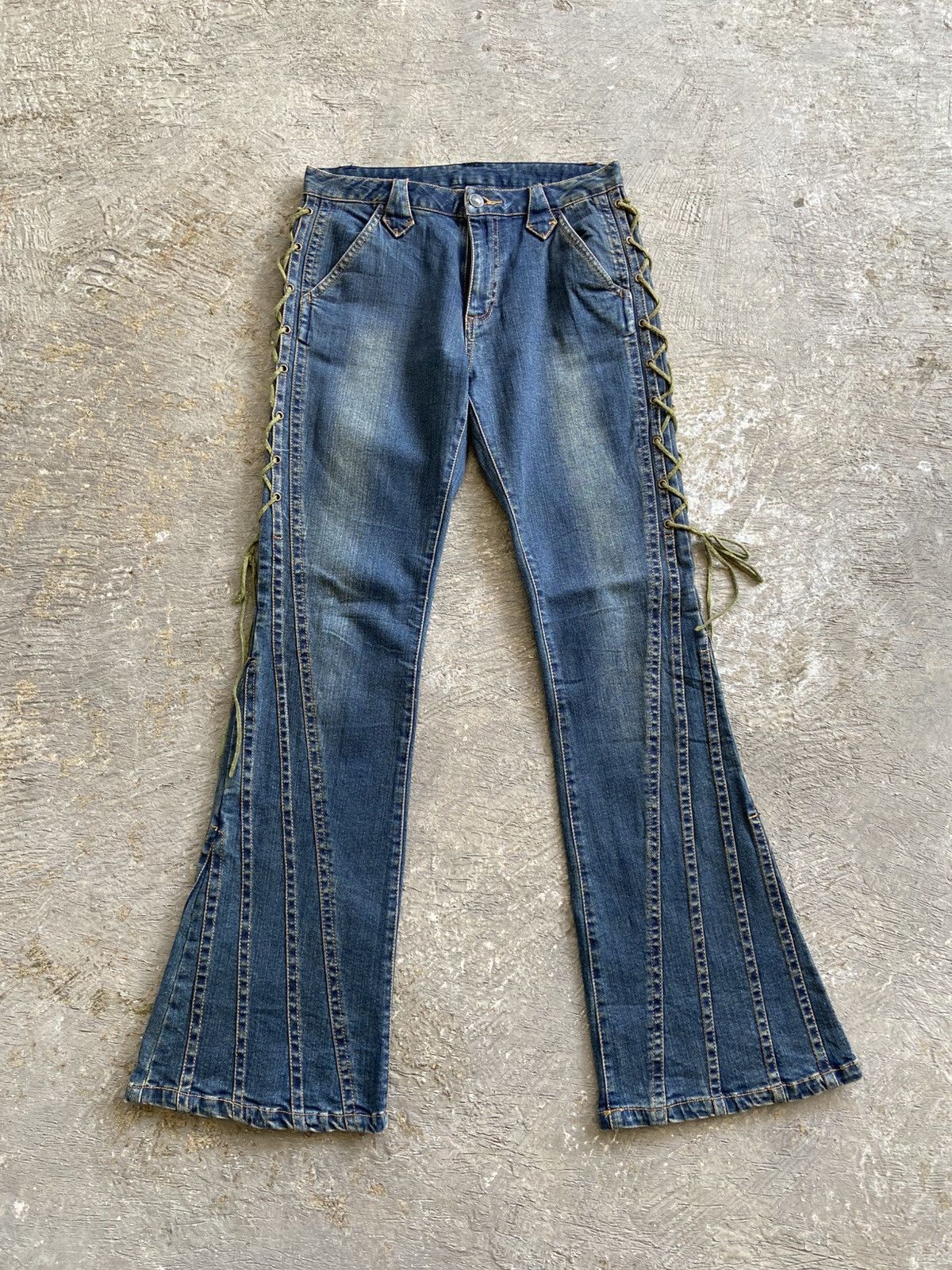 Le Grande Bleu (L.G.B.) 2000s Browd Win - Vkei LGB Style Lace Flared Jeans Pants Size 27" / US 4 / IT 40 - 1 Thumbnail