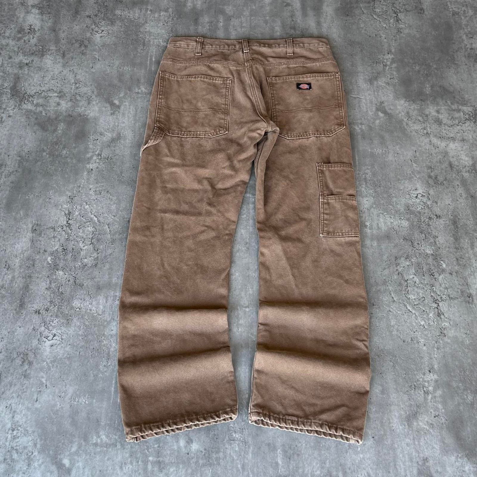 Vintage Carhartt Style Y2K Baggy Brown Flannel Lined Carpenter Pants ...