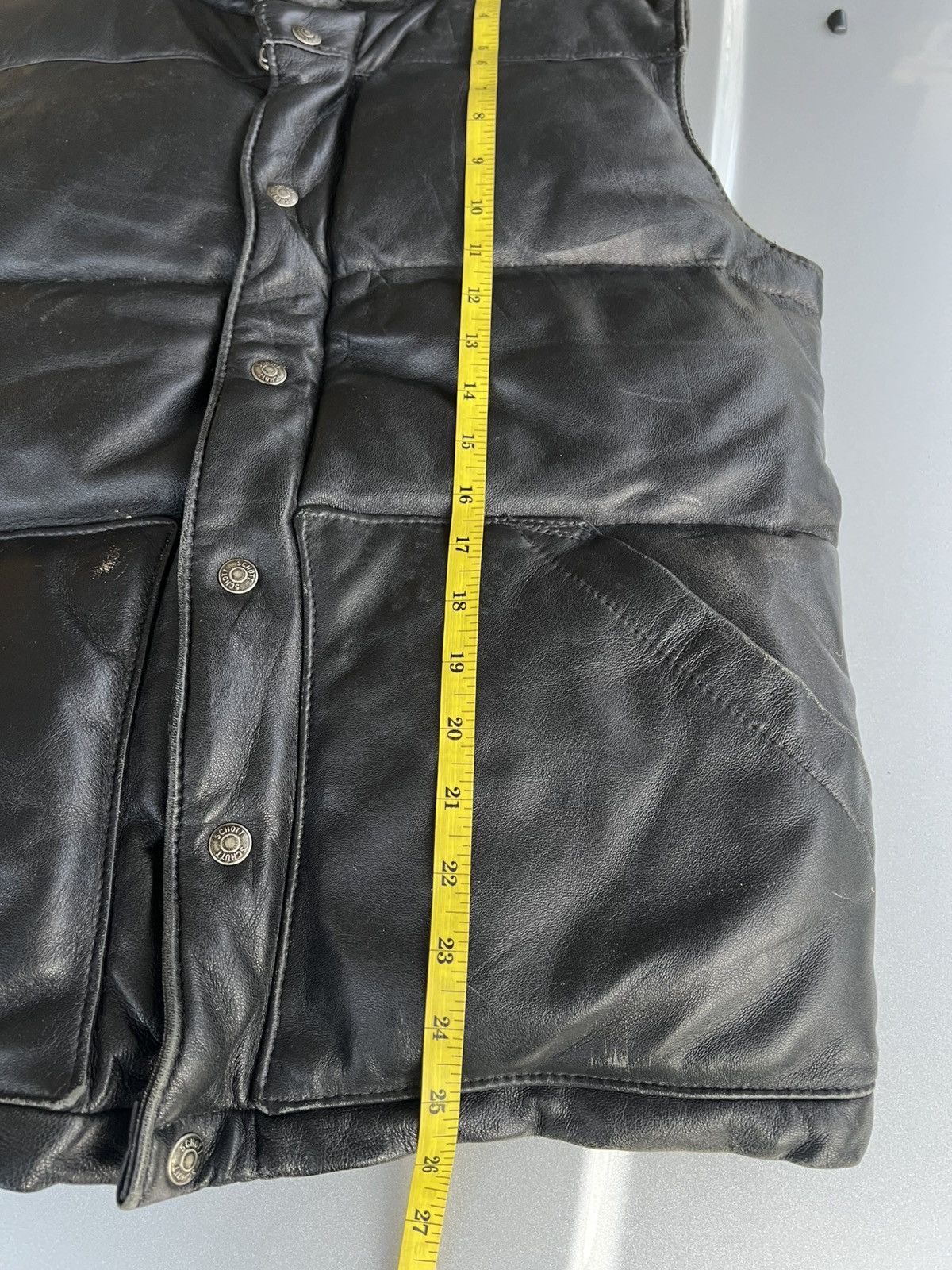 Vintage SCHOTT VEST LEATHER BUTTON ZIPPER Size US M / EU 48-50 / 2 - 15 Thumbnail