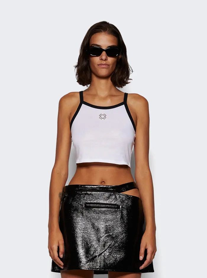 Givenchy o1w1db10326 Cropped Spaghetti Strap Tank Top in White Size L / US 10 / IT 46 - 2 Thumbnail
