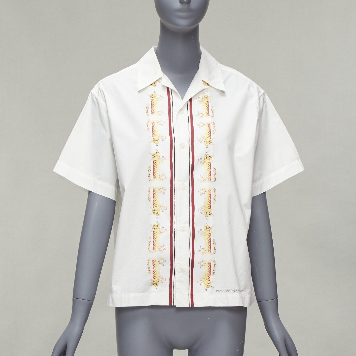 Marni MARNI Maria Magdalena Suarez white cotton yellow tiger print shirt IT36 XXS Size XS / US 0-2 / IT 36-38 - 1 Thumbnail