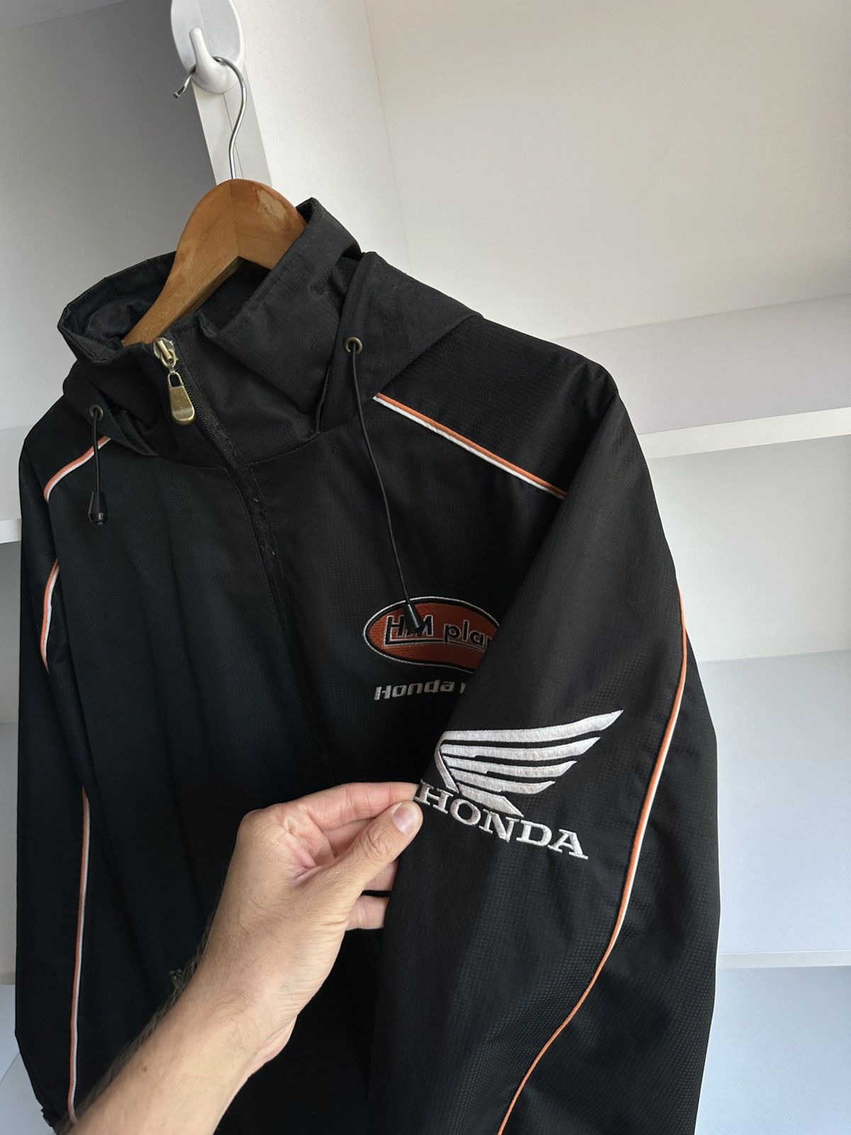 Honda Vintage Honda Racing Black Windbreaker Jacket Sz L Size US L / EU 52-54 / 3 - 3 Thumbnail
