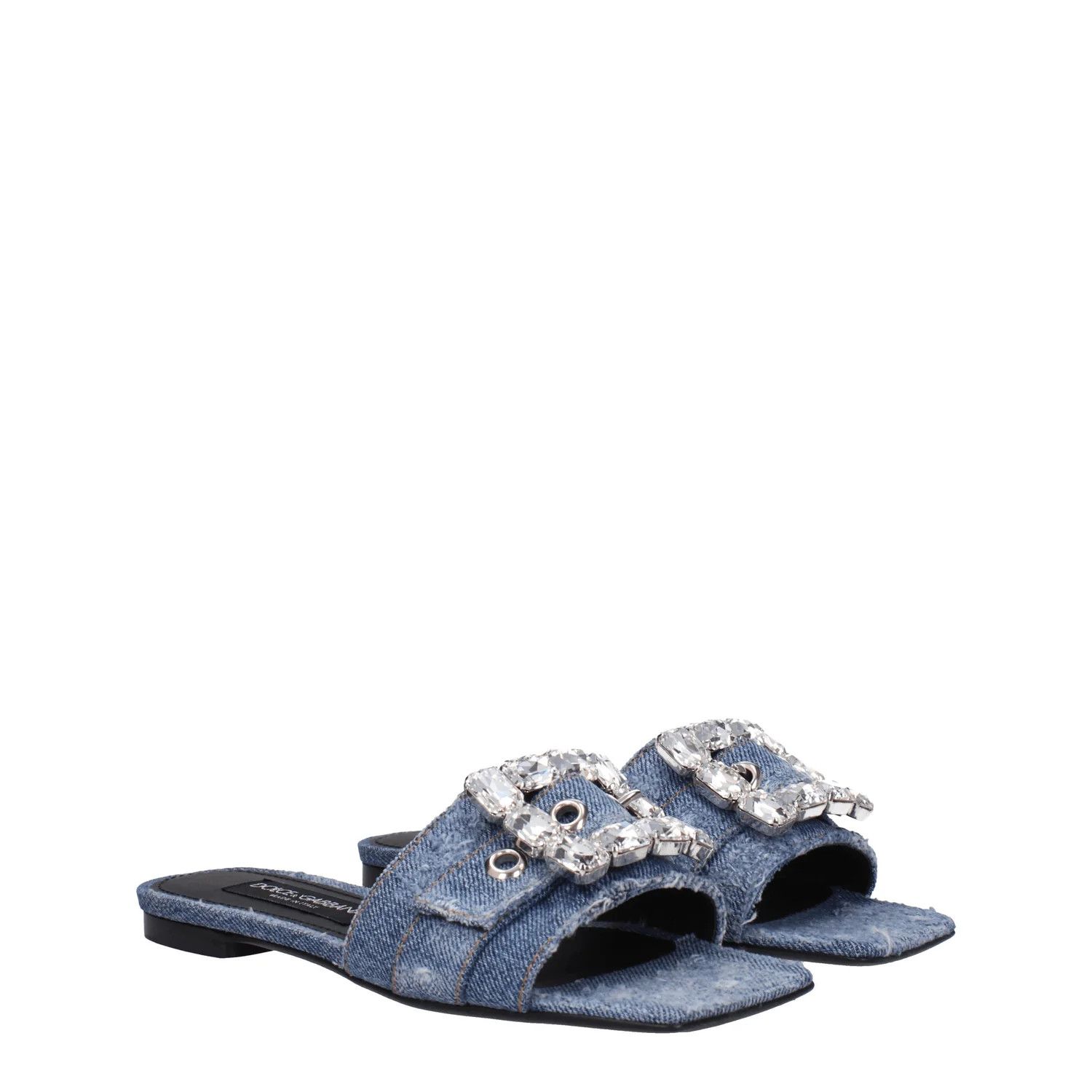Dolce & Gabbana ob1o1e1124 Fabric Slippers and Clogs in Blue Size US 7 / IT 37 - 2 Thumbnail