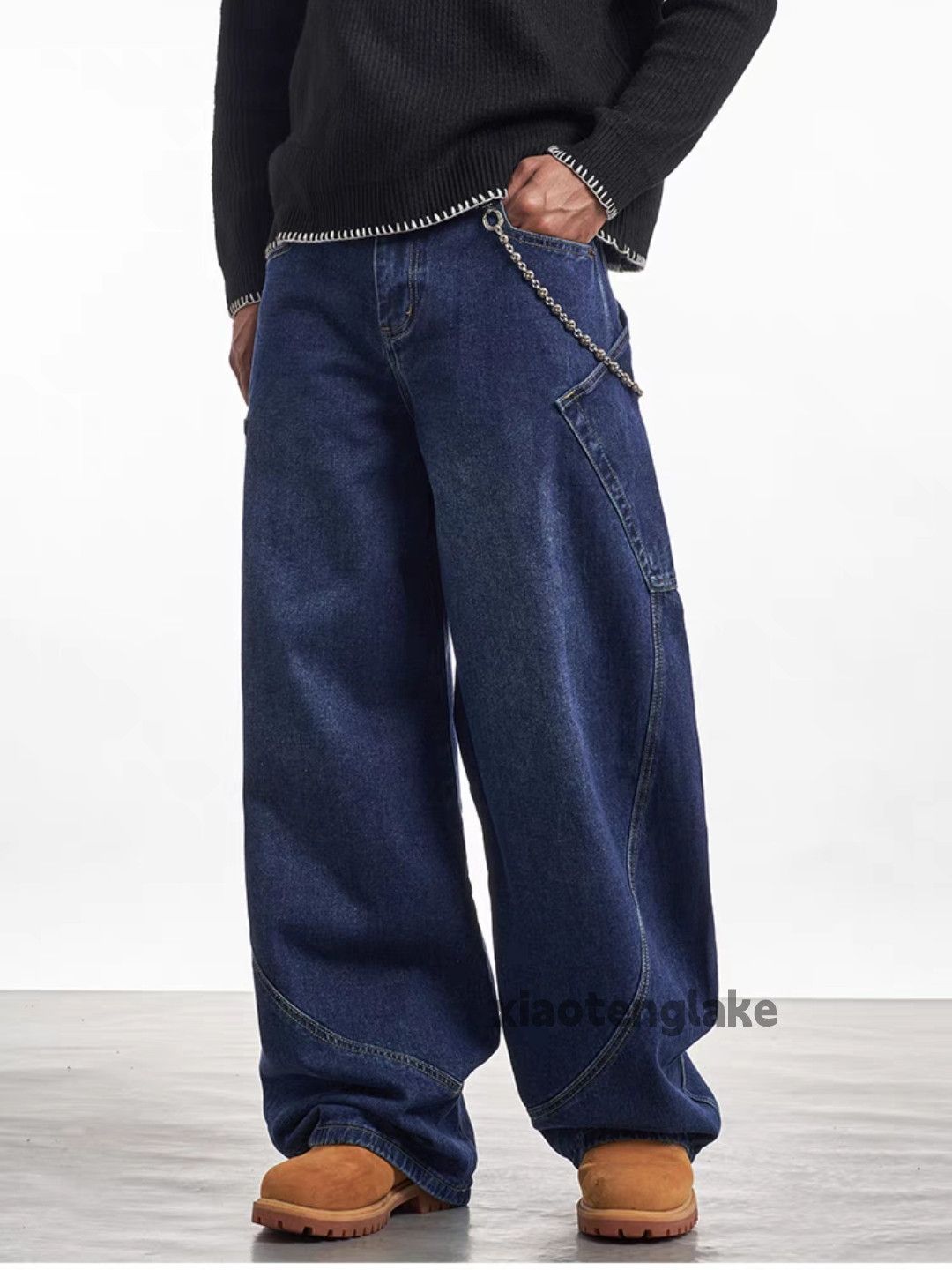 Jean × Vintage washed faded cleanfit yuppie loose baggy patchwork jeans Size US 30 / EU 46 - 2 Thumbnail