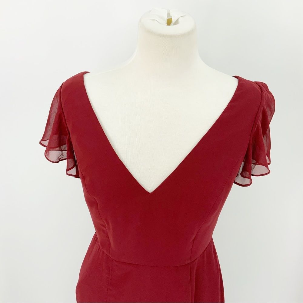 After Six After Six V Neck Burgundy Ruffle Evening Gown Size 6 NWT Size M / US 6-8 / IT 42-44 - 6 Thumbnail