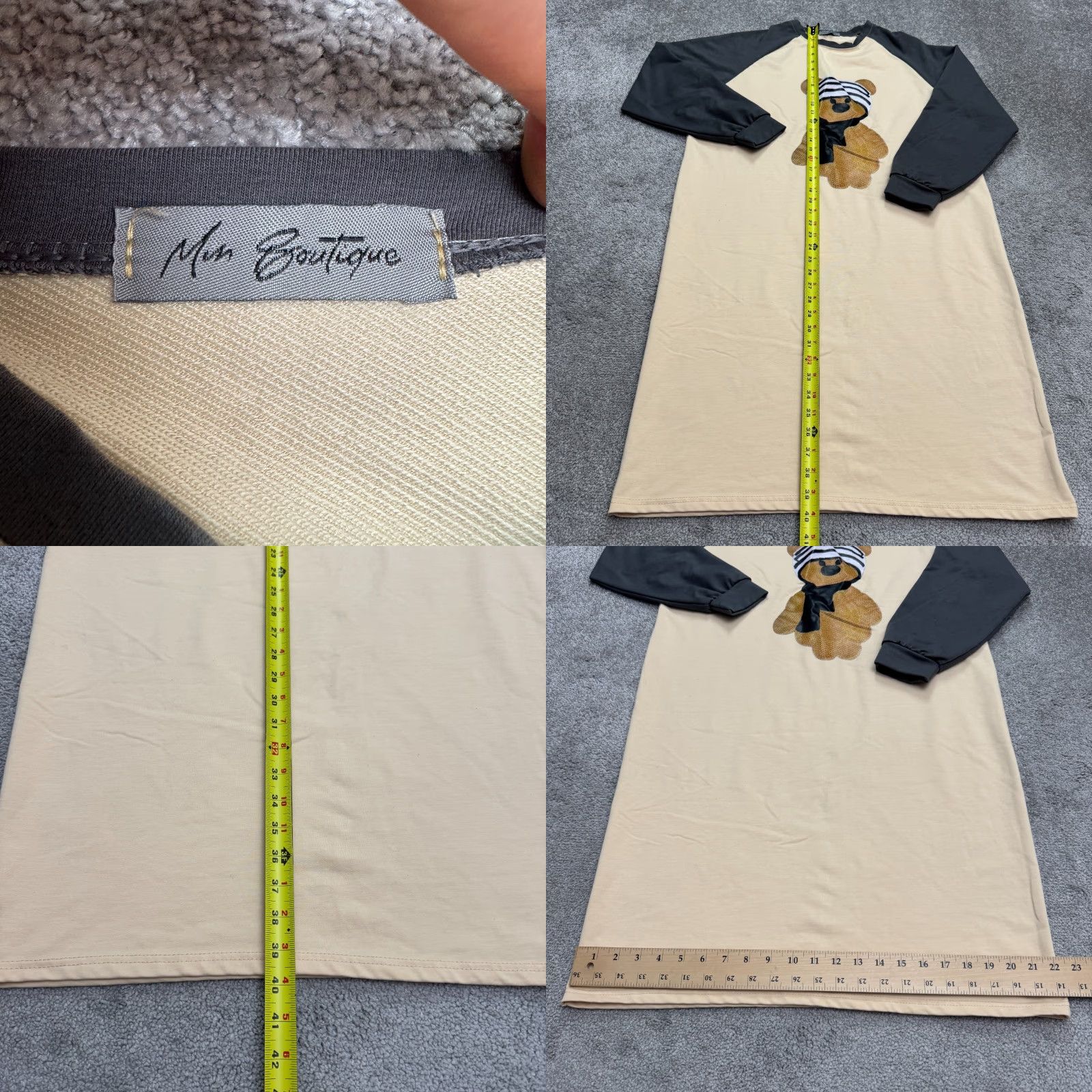 Vintage VINTAGE Mon Boutique Graphic Teddy Bear Sweatshirt Dress Womens XL/2XL Fall Spring Winter Beige Fleece Lounge Casual Girls Size XL / US 12-14 / IT 48-50 - 8 Thumbnail