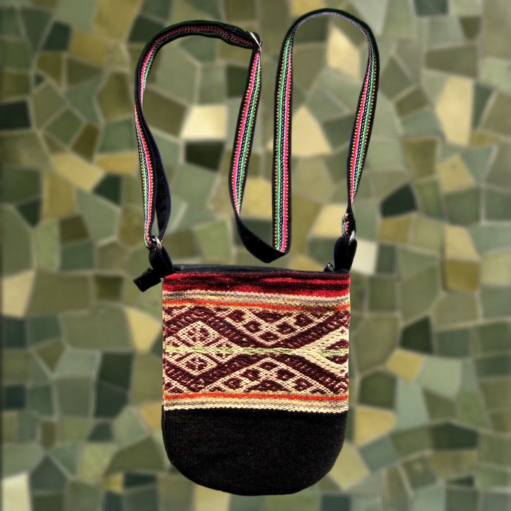 Vintage VINTAGE Godettes Peru Handmade Wool Brown Orange Zip Small Crossbody Purse Size ONE SIZE - 1 Thumbnail