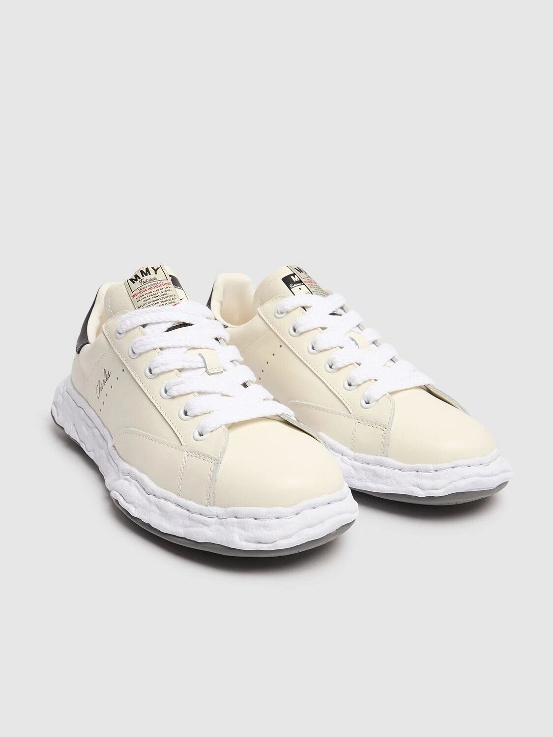 MIHARA Charles Mens White Leather Sneakers New/Auth