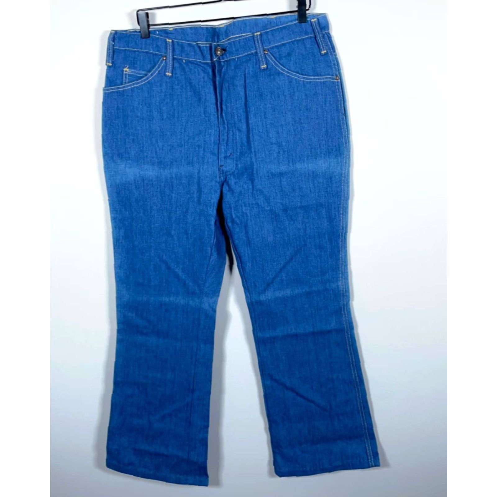 Vintage VINTAGE Challenger Jeans Women's 70s Flared Denim 37 x 28 Blue Cotton Blend Unworn 38/30 Tag Mens Womens Boys Girls Size 26" / US 2 / IT 38 - 2 Thumbnail