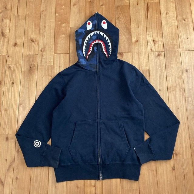 Bape BAPE Blue Camo x Navy shark full zip hoodie a bathing ape Size US M / EU 48-50 / 2 - 2 Thumbnail