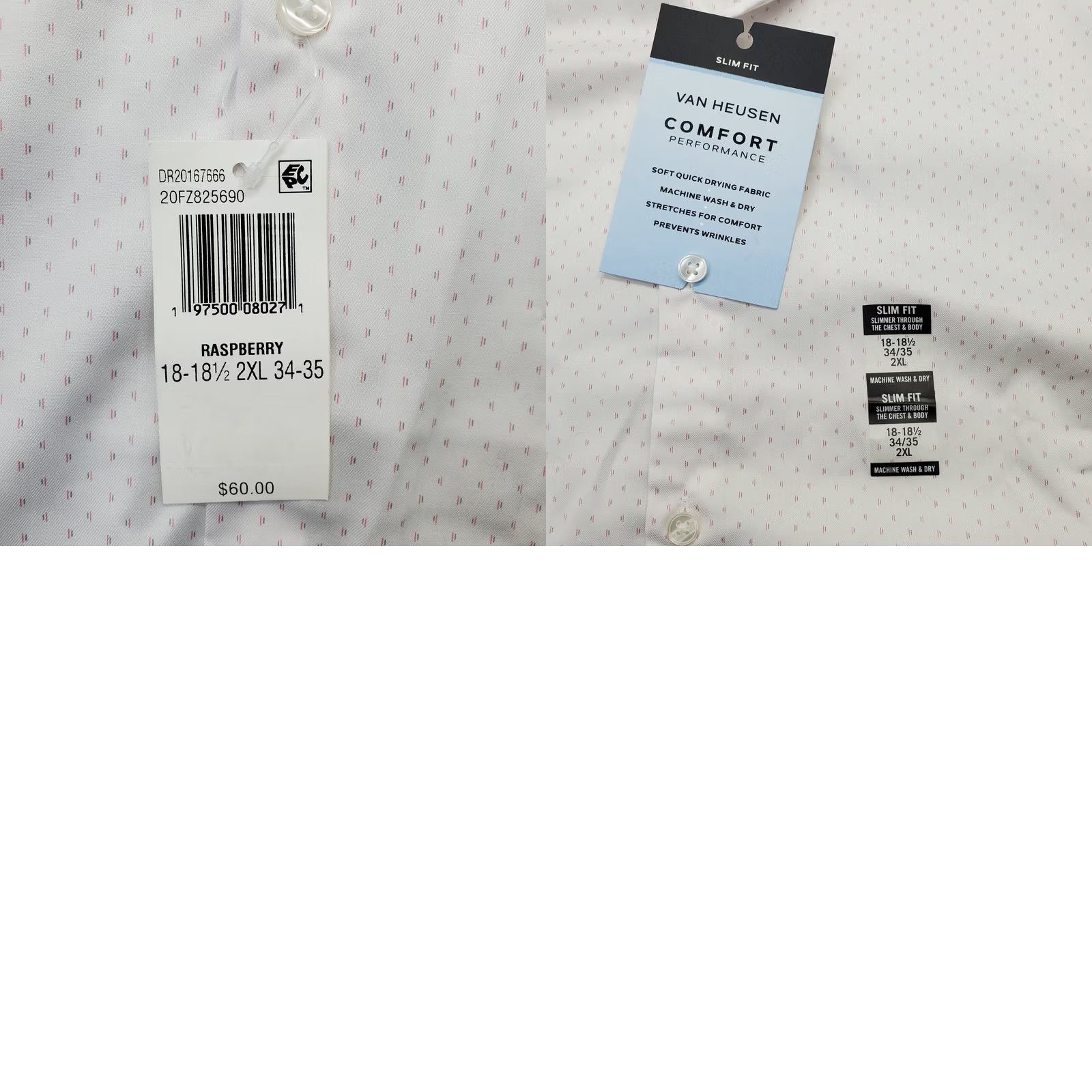 Van Heusen Van Heusen Dress Shirt Men 2XL Multi Dash Pattern Slim Fit Performance Button-Up Shirt Size 48R - 8 Thumbnail