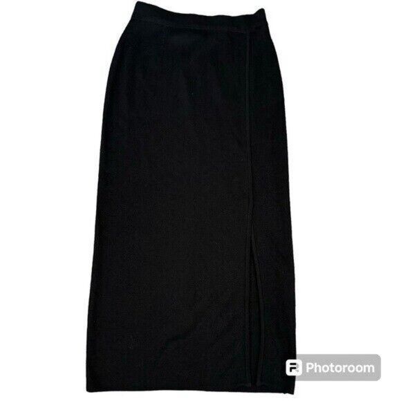 Vintage Yves Saint Laurent Encore Black Knit Maxi Skirt (REA