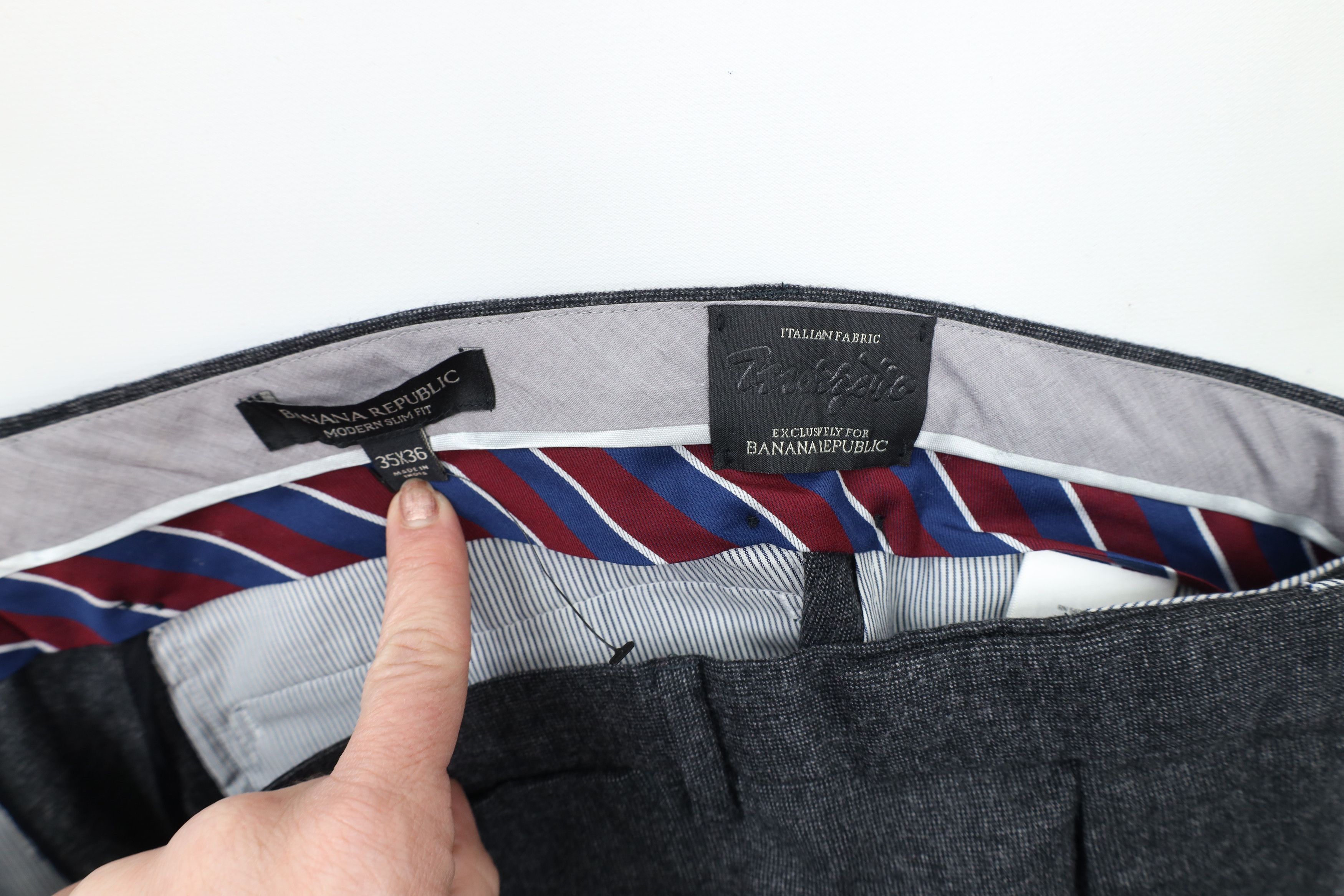 Banana Republic × Vintage New Banana Republic Wool Modern Slim Fit Dress Pants Gray Size US 35 - 7 Thumbnail