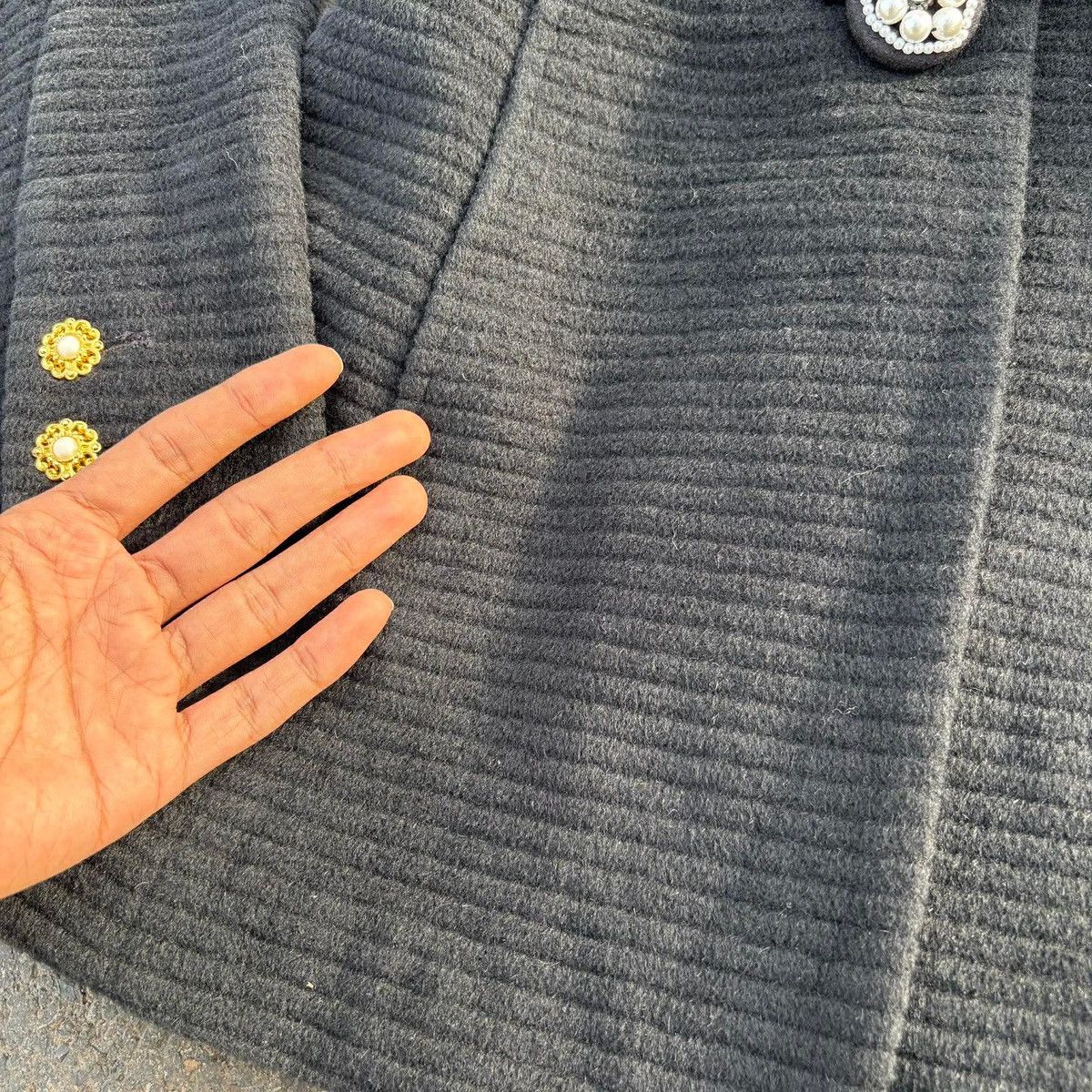 Japanese Brand Honey Bunch Black Wool Coat with Faux Fur Collar Y2K Size S / US 4 / IT 40 - 14 Thumbnail