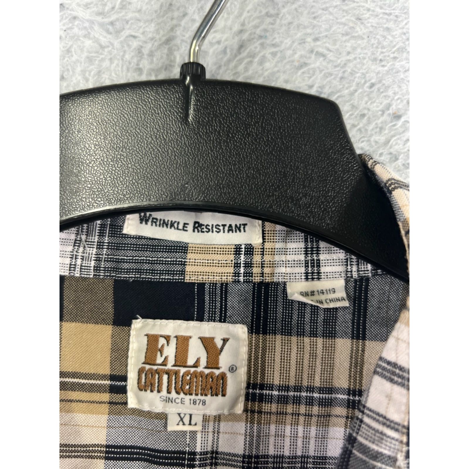 Vintage Ely Cattleman Shirt Mens XL Black Beige Plaid Pearl Snap Western Cotton Button-Up Cowboy Size US XL / EU 56 / 4 - 3 Thumbnail