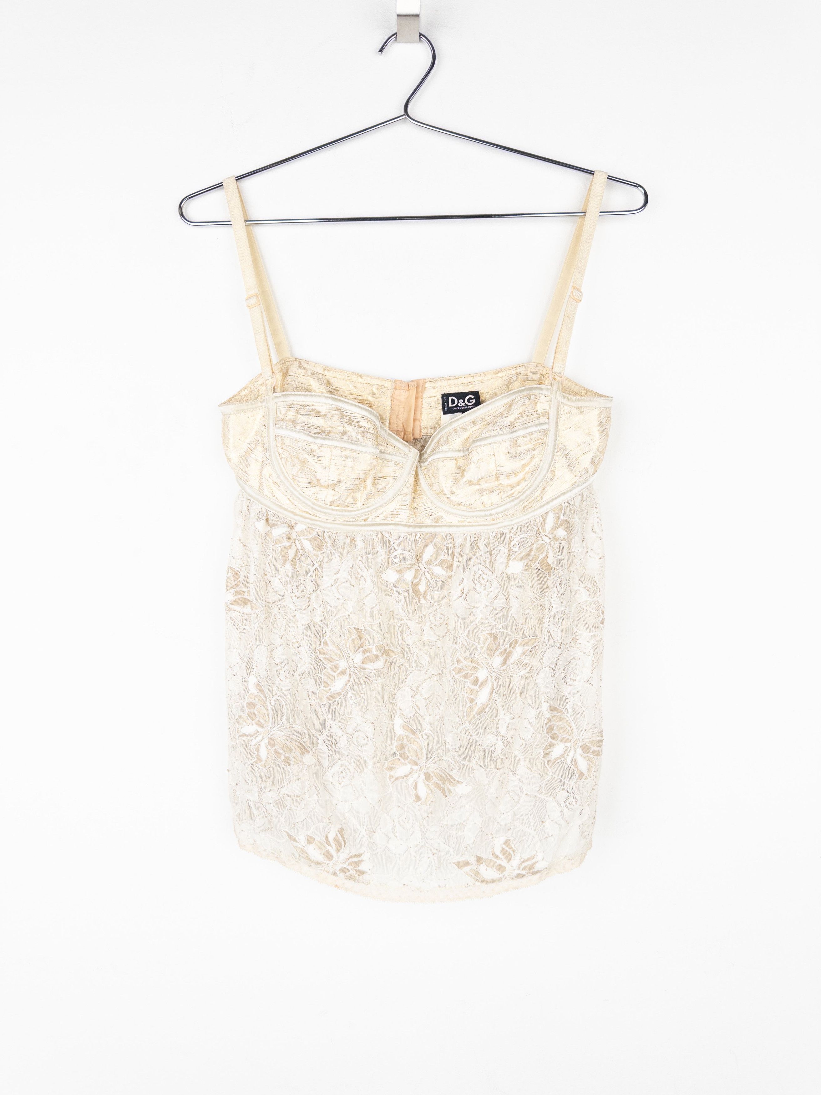 Dolce & Gabbana 2000s Gold-Colored Lace Butterfly Bustier Top Size M / US 6-8 / IT 42-44 - 1 Thumbnail