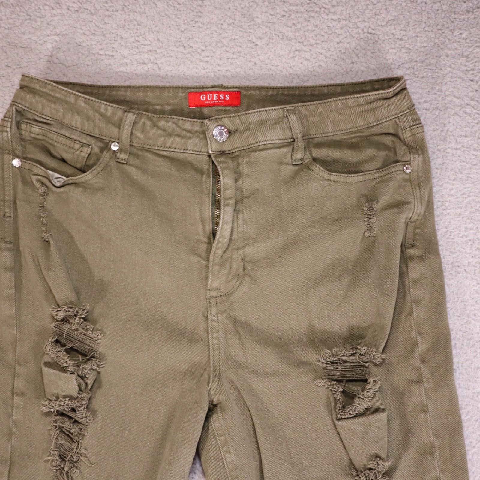 Guess Guess Men Jeans 32W 38L 27I Olive Green Flex Denim Distress Size US 32 / EU 48 - 2 Thumbnail