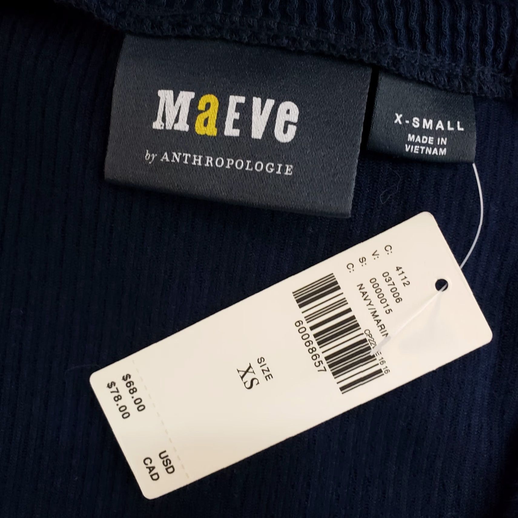 Vintage Maeve Women's Kasi Scoop Back Top XS Blue Ribbed Long Sleeve Shirt Size XS / US 0-2 / IT 36-38 - 6 Thumbnail