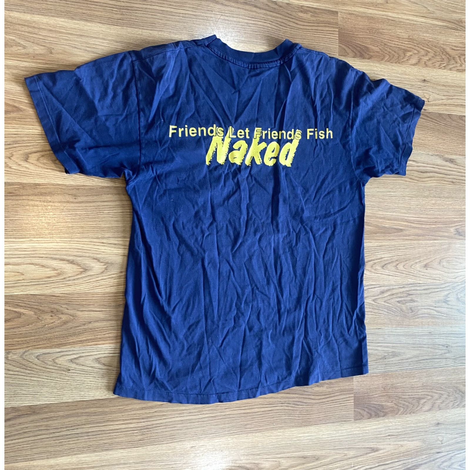 Hanes VINTAGE Hanes Beefy T-Shirt Men L Navy Blue Fish With an Attitude 90s Crew Neck Short Sleeve Cotton Regular Men’s L Size US L / EU 52-54 / 3 - 2 Thumbnail