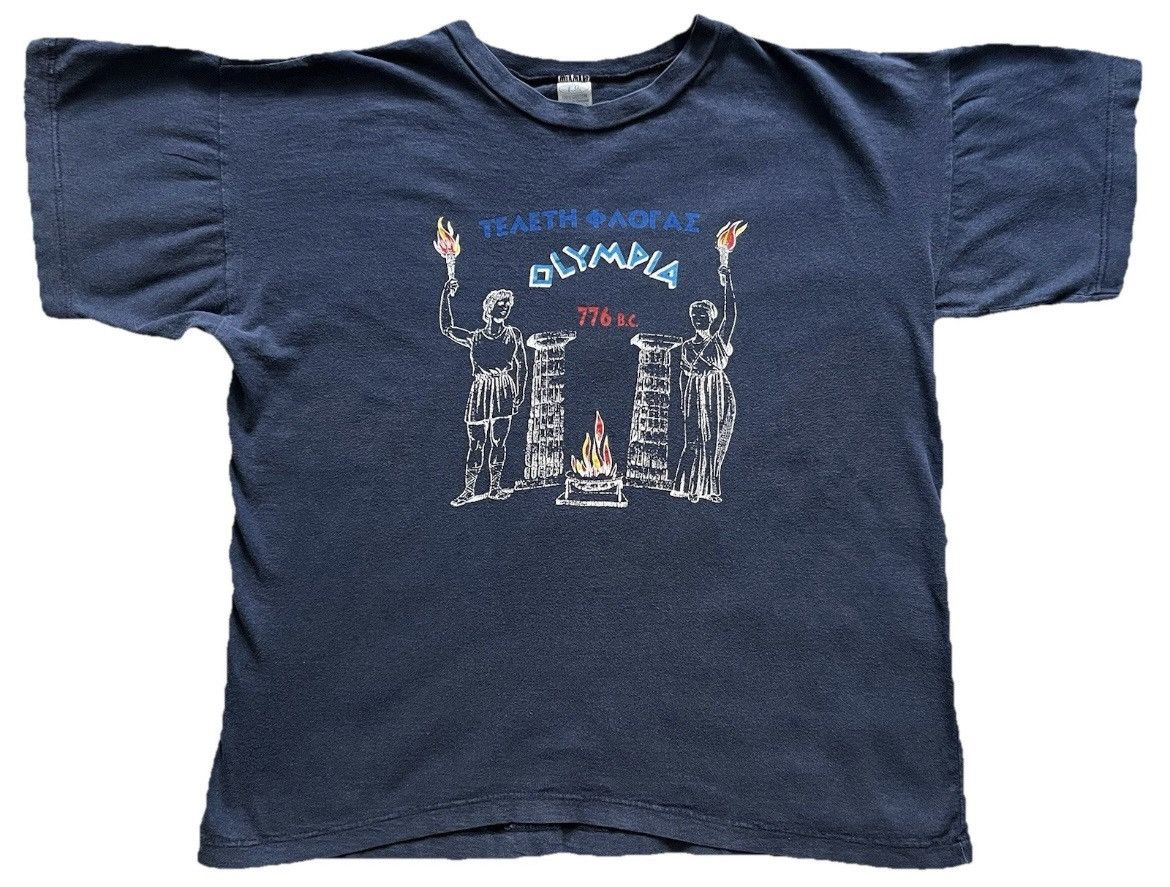 Vintage 90s Obscure Greek Olympia T-Shirt Navy Large 1990s